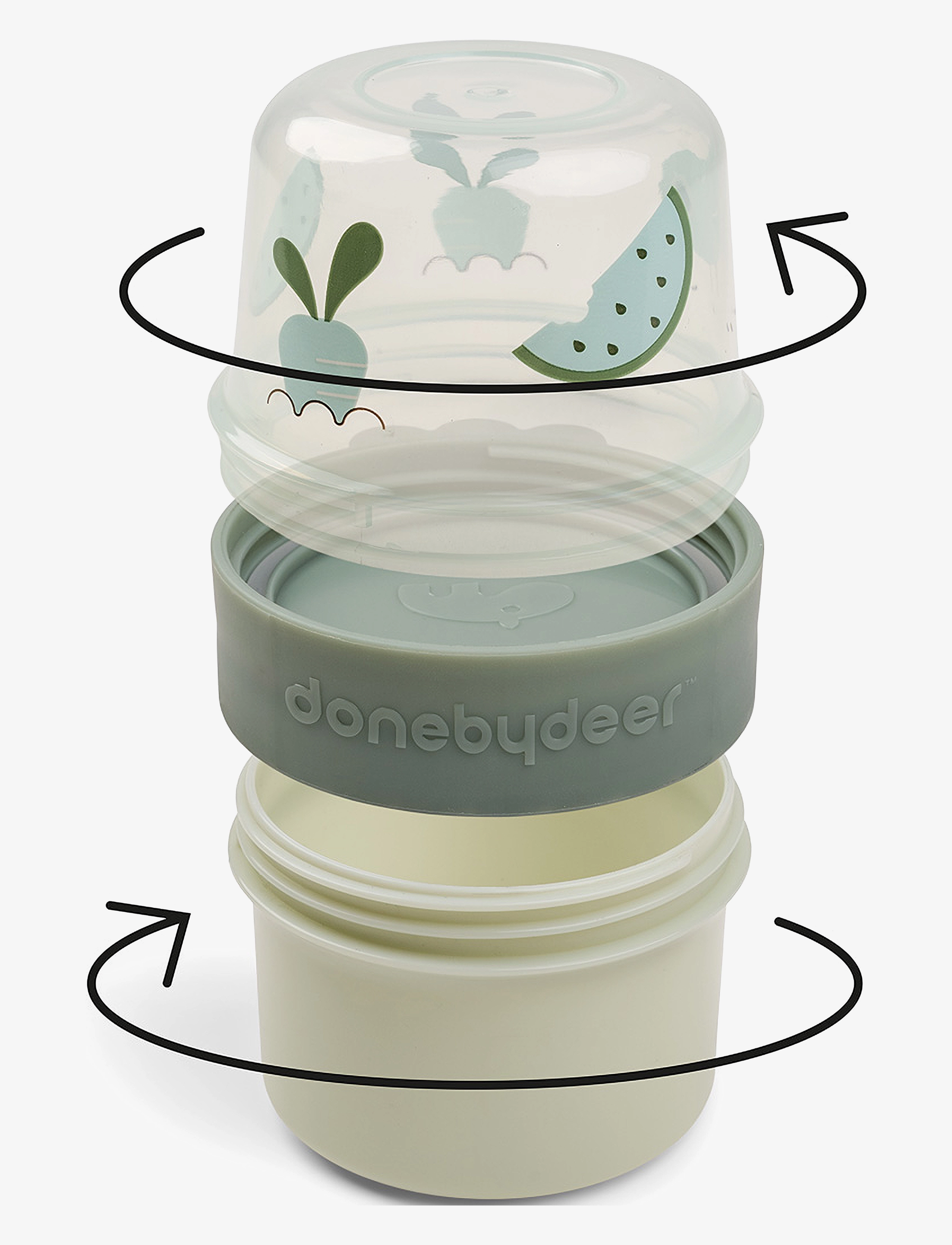 Done by Deer - To go 2-way snackbøtte S Birdee Grøn - opbevaringsbøtter til babymad - green - 3