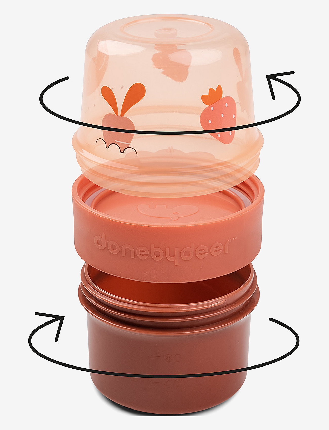 Done by Deer - To go 2-way snack container S Birdee Papaya - papaya - 3