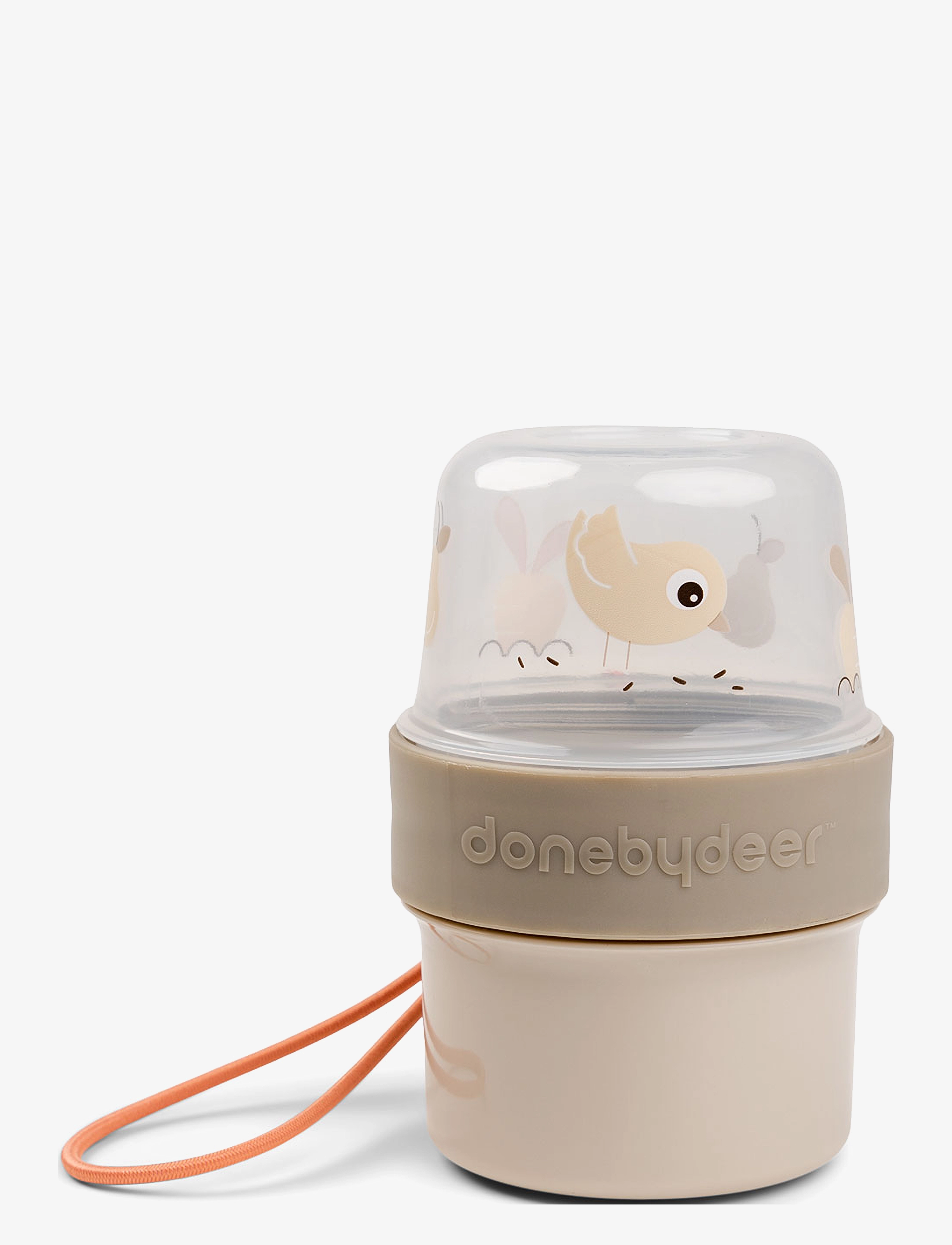 Done by Deer To Go 2-Way Snackbøtte S Birdee Sand, Ø8X H 11.5 cm, Meal Time, Beige - Lunch Boxes, Kinder