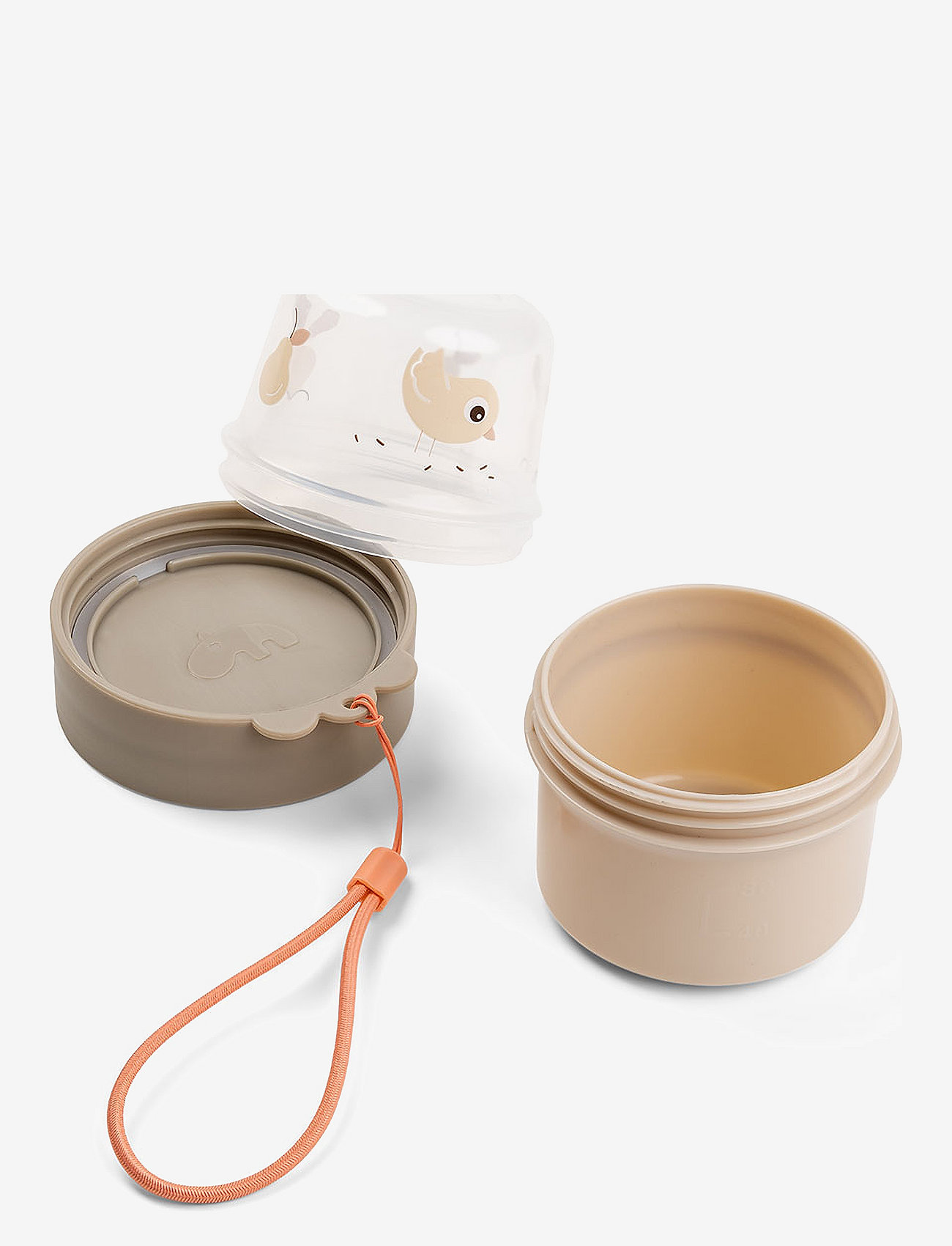 Done by Deer - To go 2-way snackbøtte S Birdee Sand - opbevaringsbøtter til babymad - sand - 1