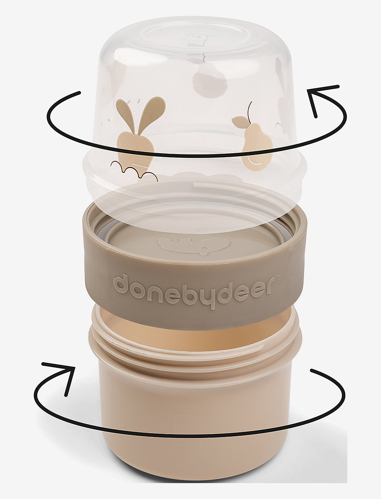Done by Deer - To go 2-way snackbøtte S Birdee Sand - opbevaringsbøtter til babymad - sand - 3