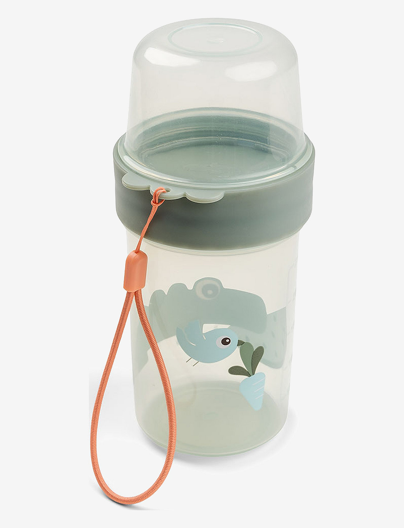 Done by Deer - To go 2-way snack container L Croco Green - baby food containers - green - 2