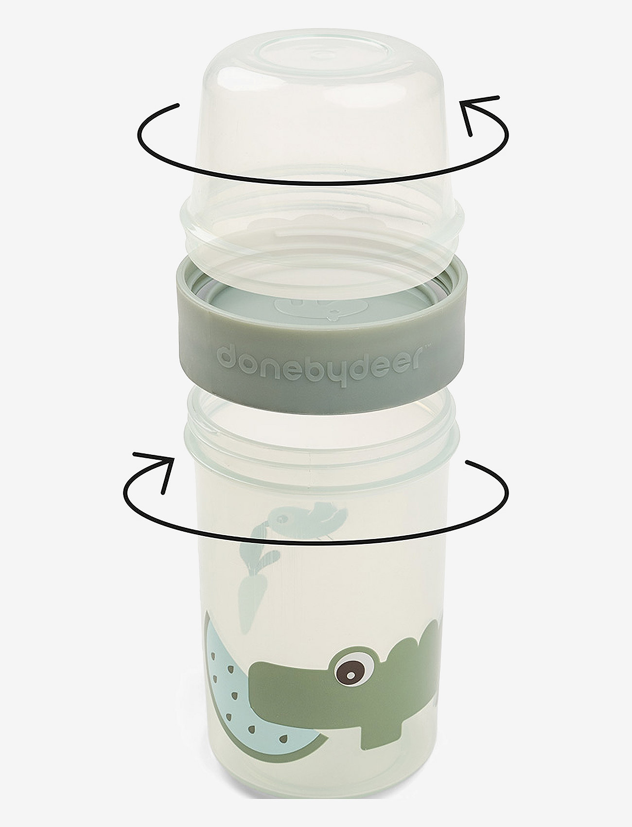 Done by Deer - To go 2-way snack container L Croco Green - baby food containers - green - 4