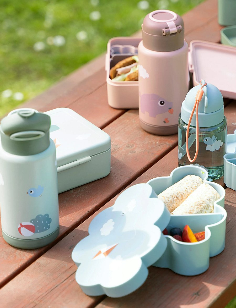Done by Deer - Lunch & snack box w/straw bottle Playground Blue - babyflessen - blue - 0