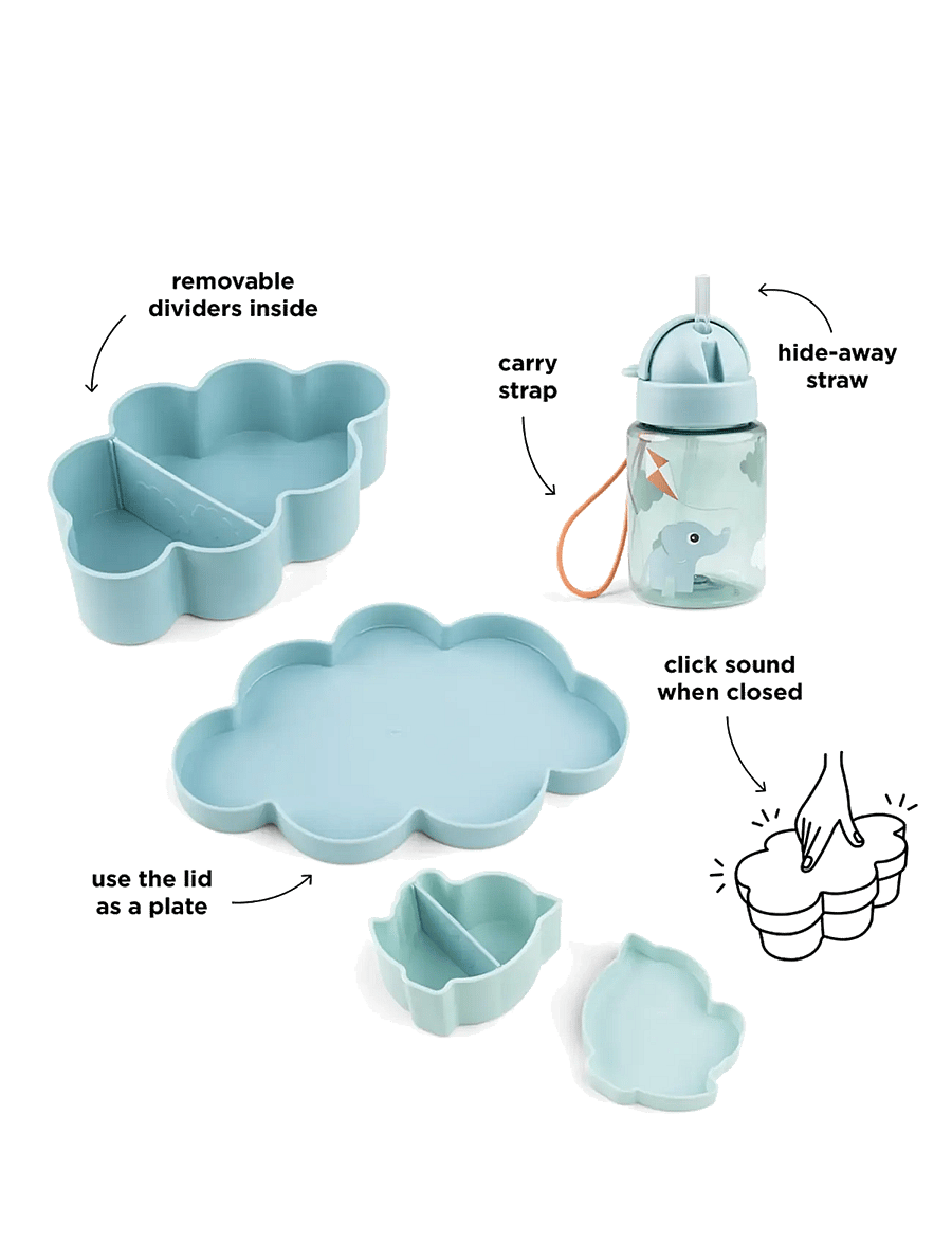 Done by Deer - Lunch & snack box w/straw bottle Playground Blue - babyflessen - blue - 3