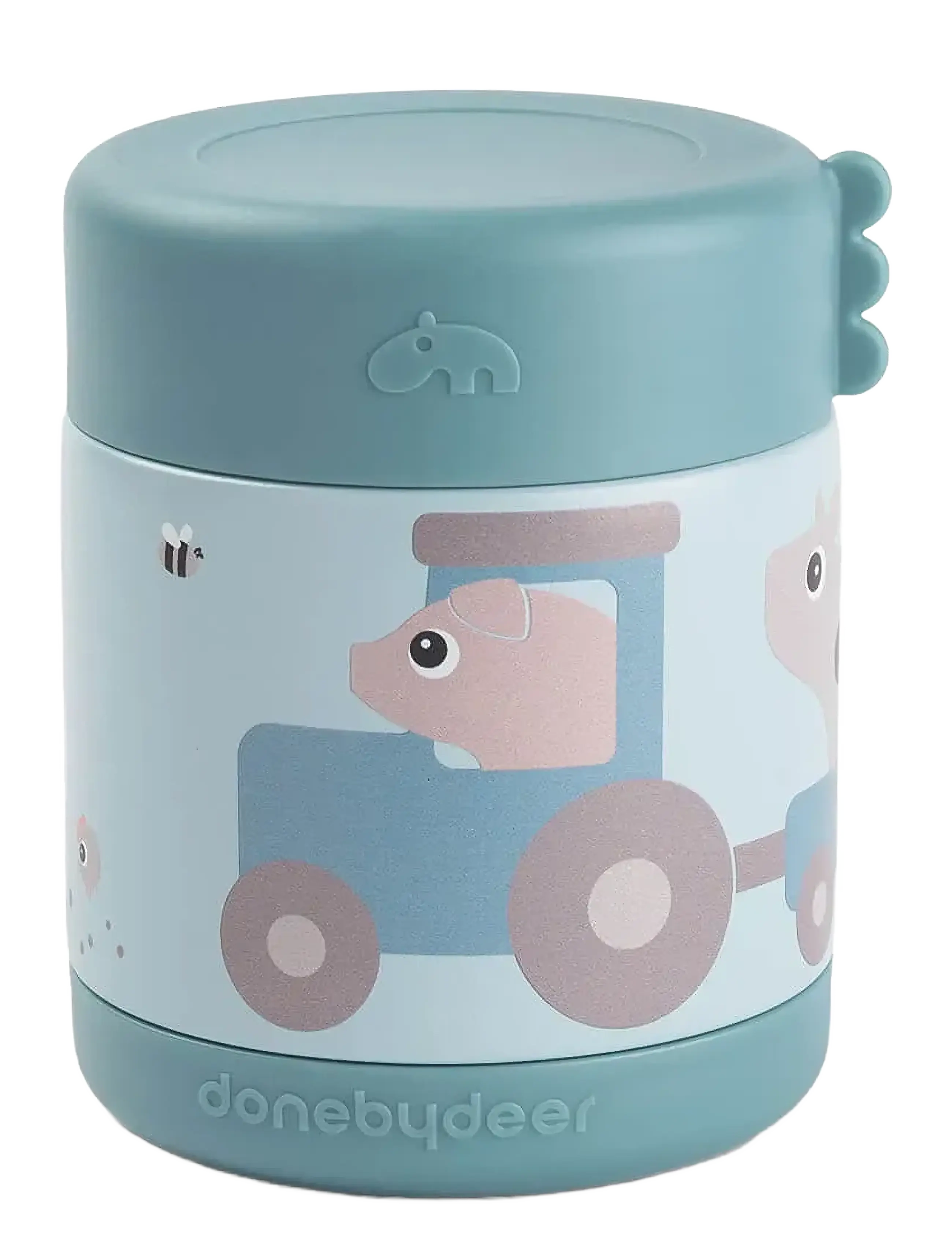 Done by Deer Insulated Food Jar Tiny Farm Blue 300 Ml, Madkasse, Multi/mønstret, Str: Ø9X H 11CM.300ML