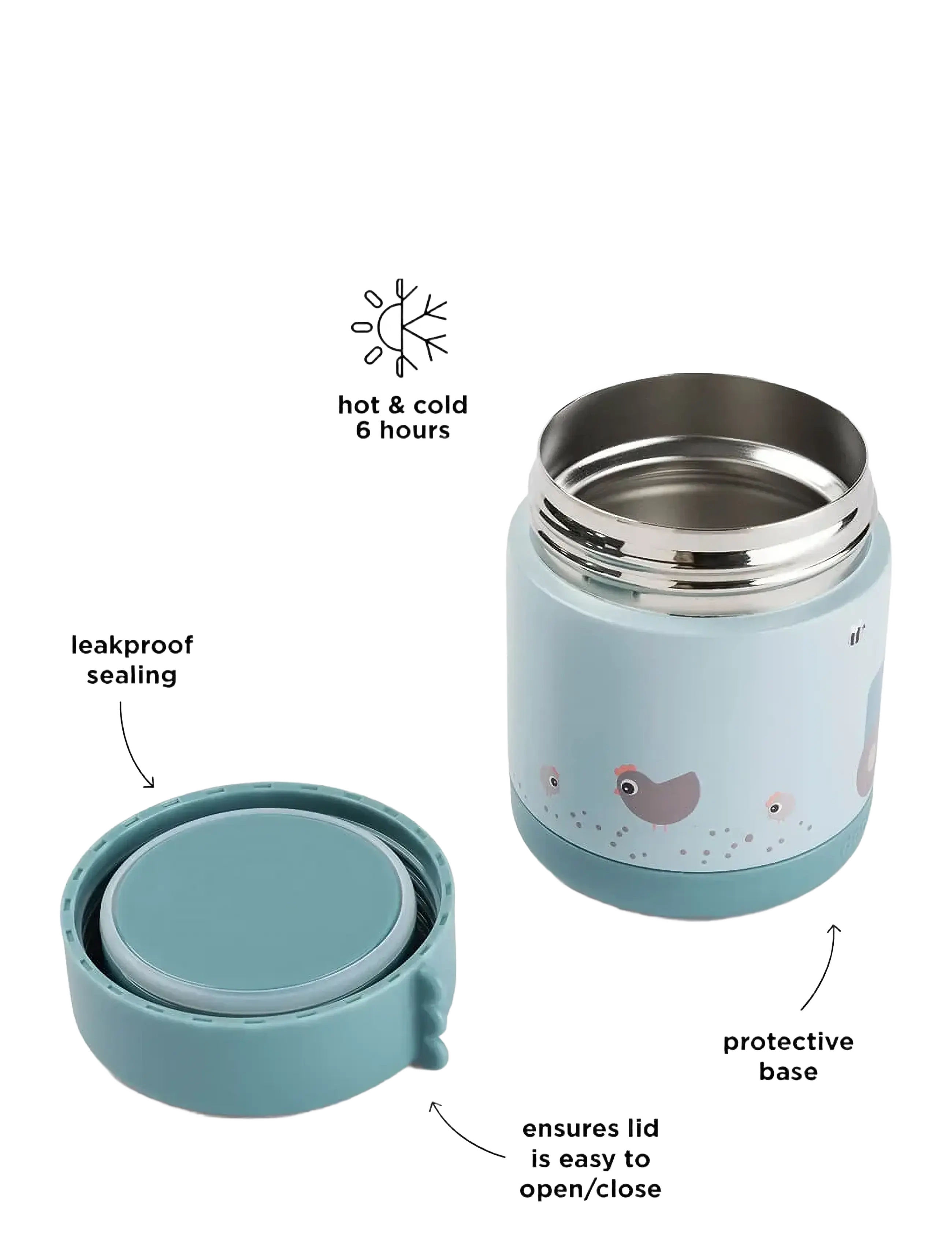 Done by Deer - Insulated food jar Tiny farm Blue 300 ml - krus & kopper - blue - 3