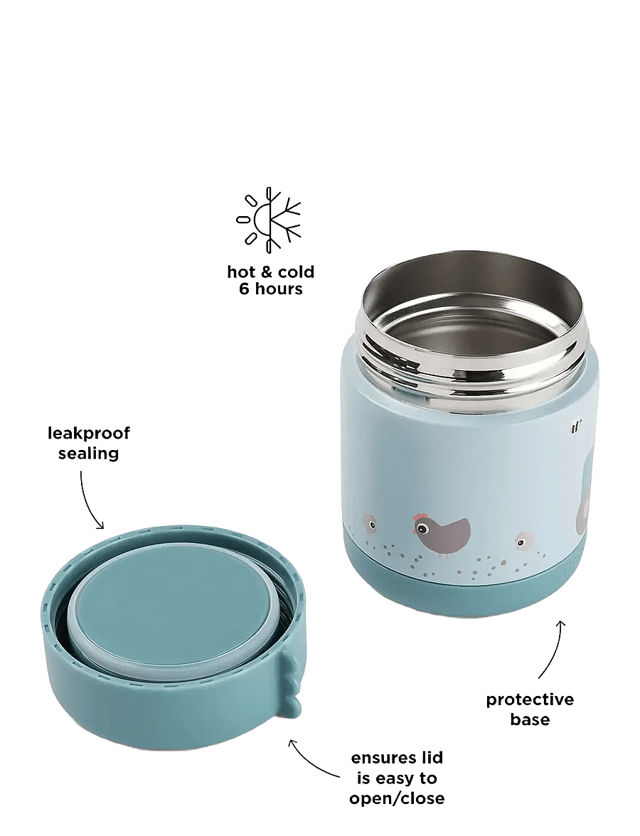Done by Deer - Insulated food jar Tiny farm Blue 300 ml - tassid ja kruusid - blue - 3