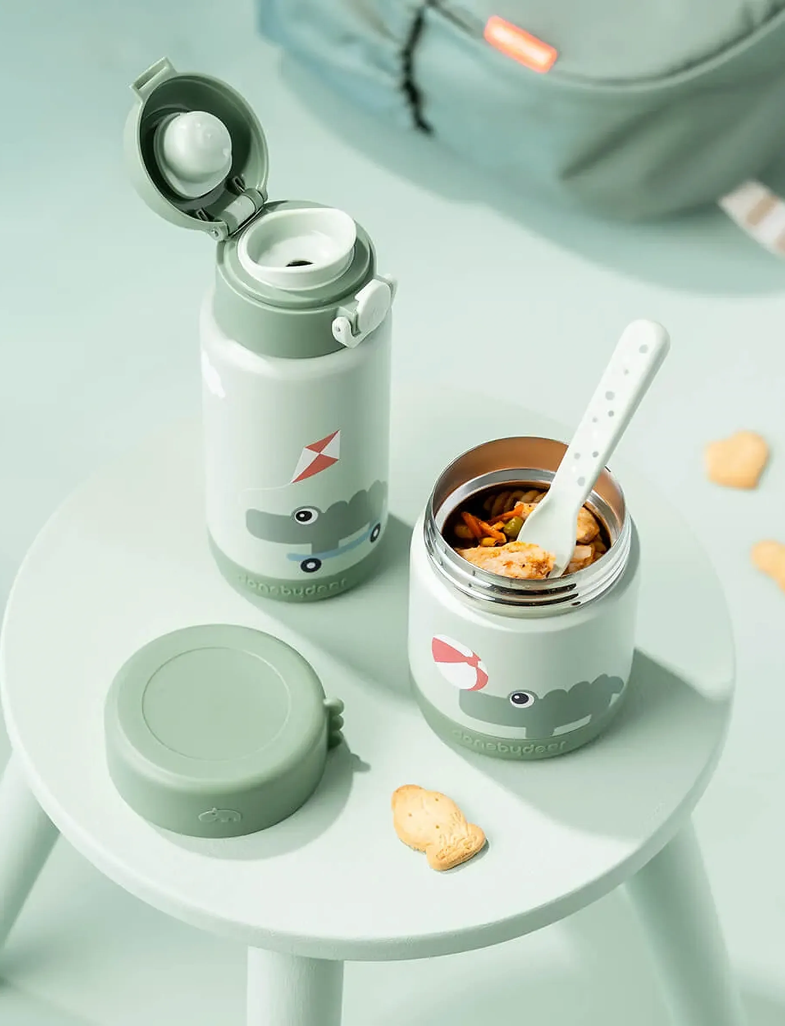 Done by Deer Insulated Food Jar Playground Green 300 ml, Ø9X H 11 cm.300ml, Green, Baby Feeding > Baby Food Containers, Børn