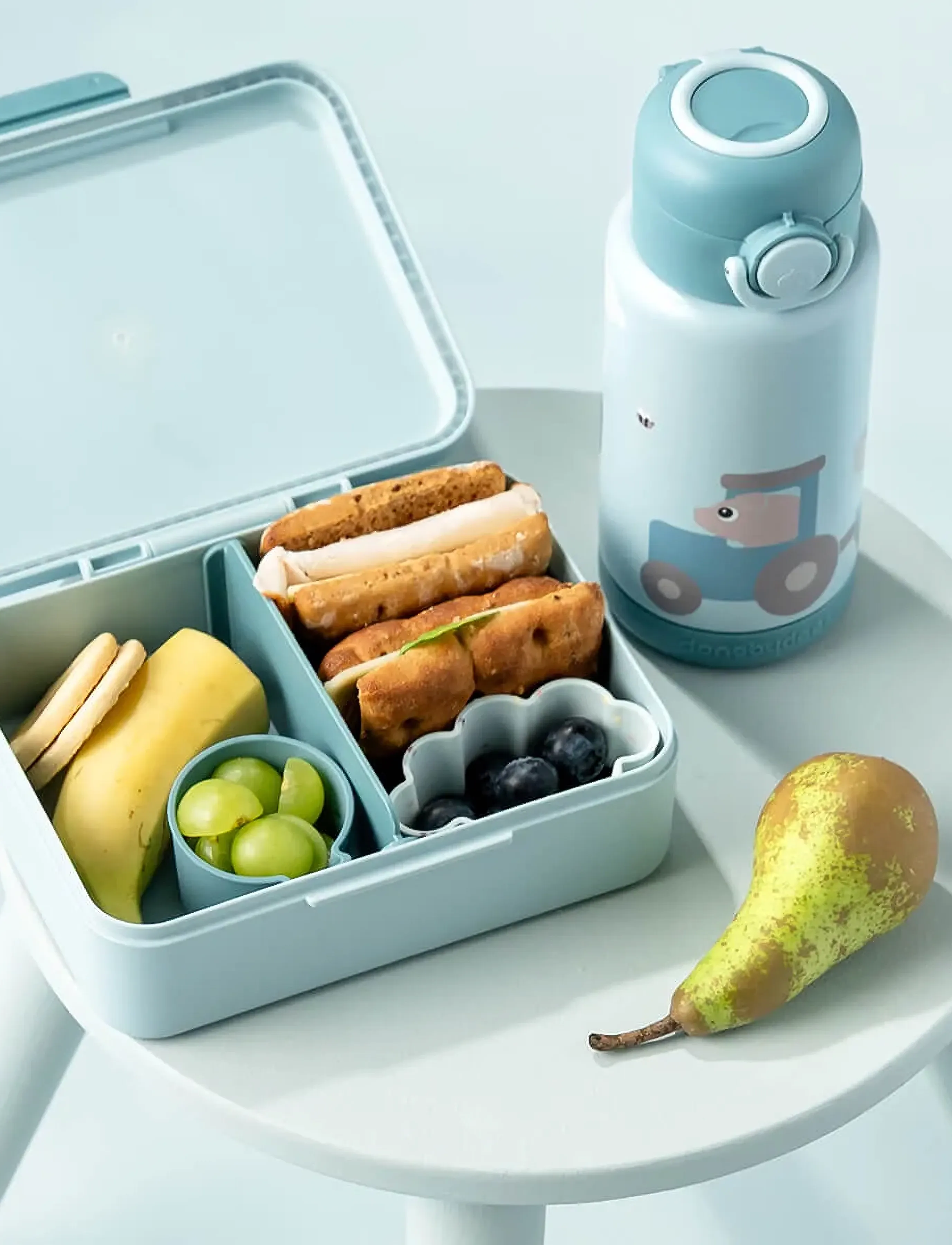 Done by Deer - Lunch box w/divider Tiny farm Blue - lunch trommel - blue - 5