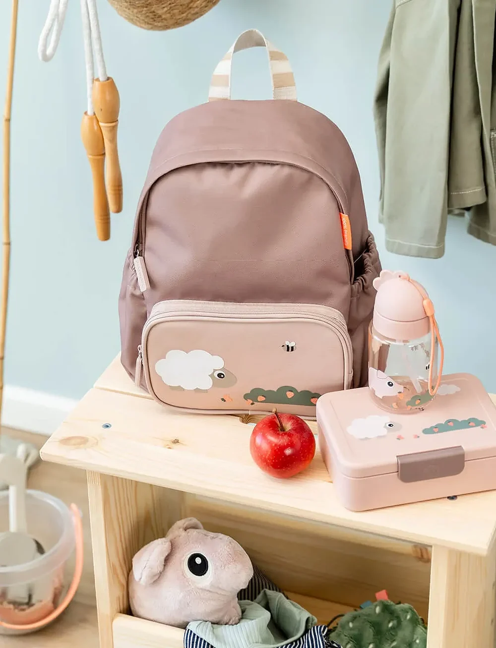 Done by Deer - Lunch box w/divider Tiny farm Powder - brotdosen - powder - 0