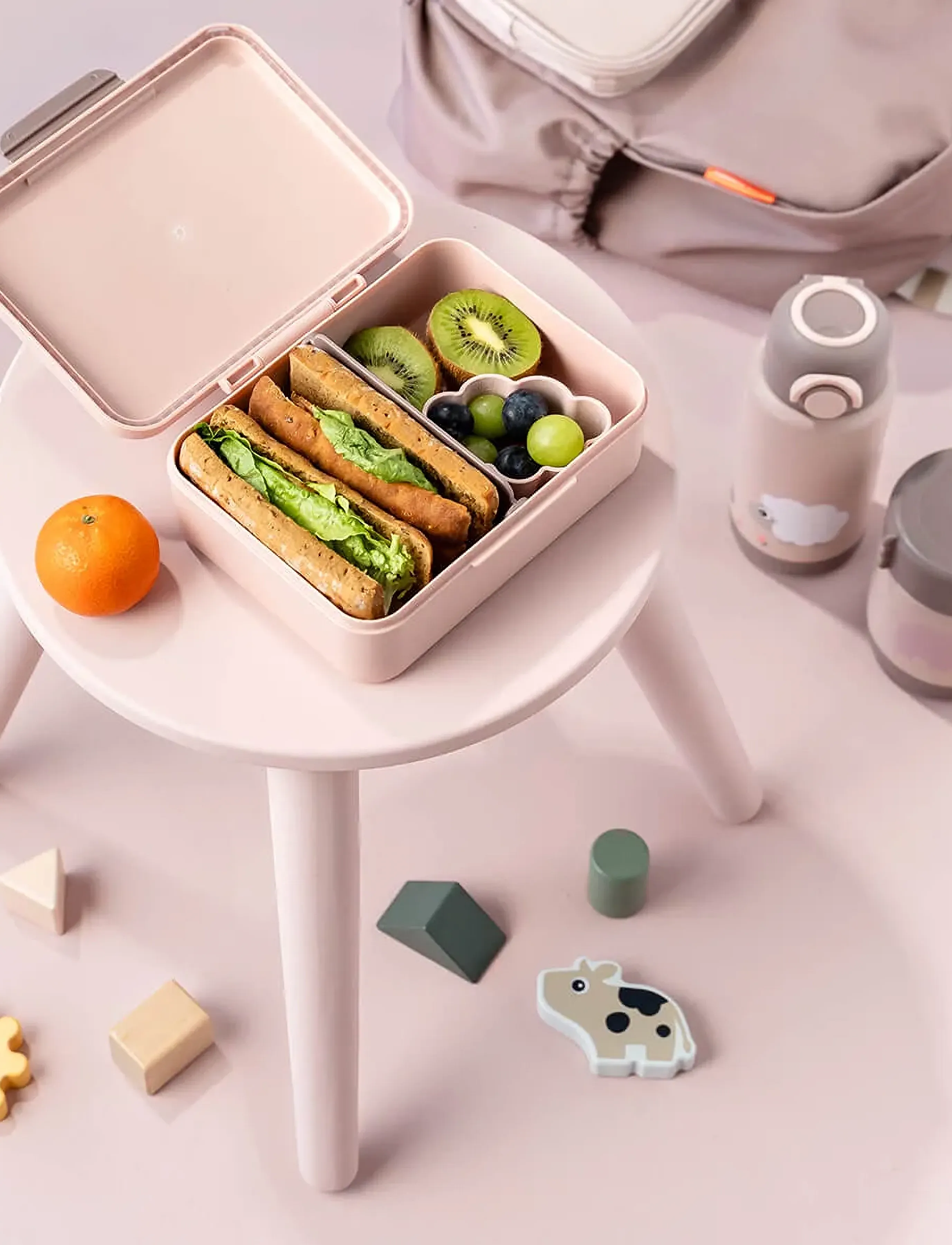 Done by Deer - Lunch box w/divider Tiny farm Powder - lõunasöögikarbid - powder - 4