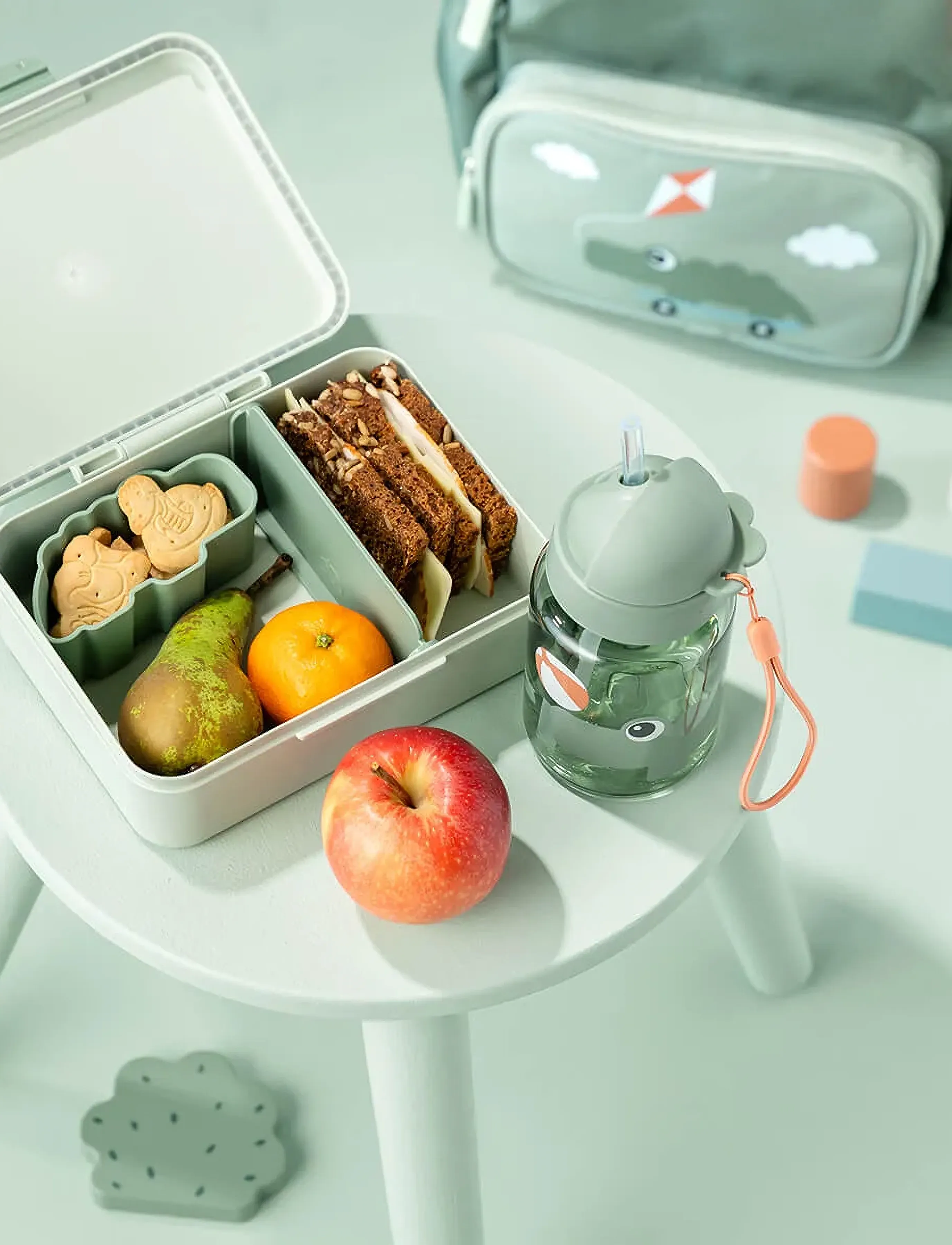 Done by Deer - Lunch box w/divider Playground Green - madkasser - green - 4