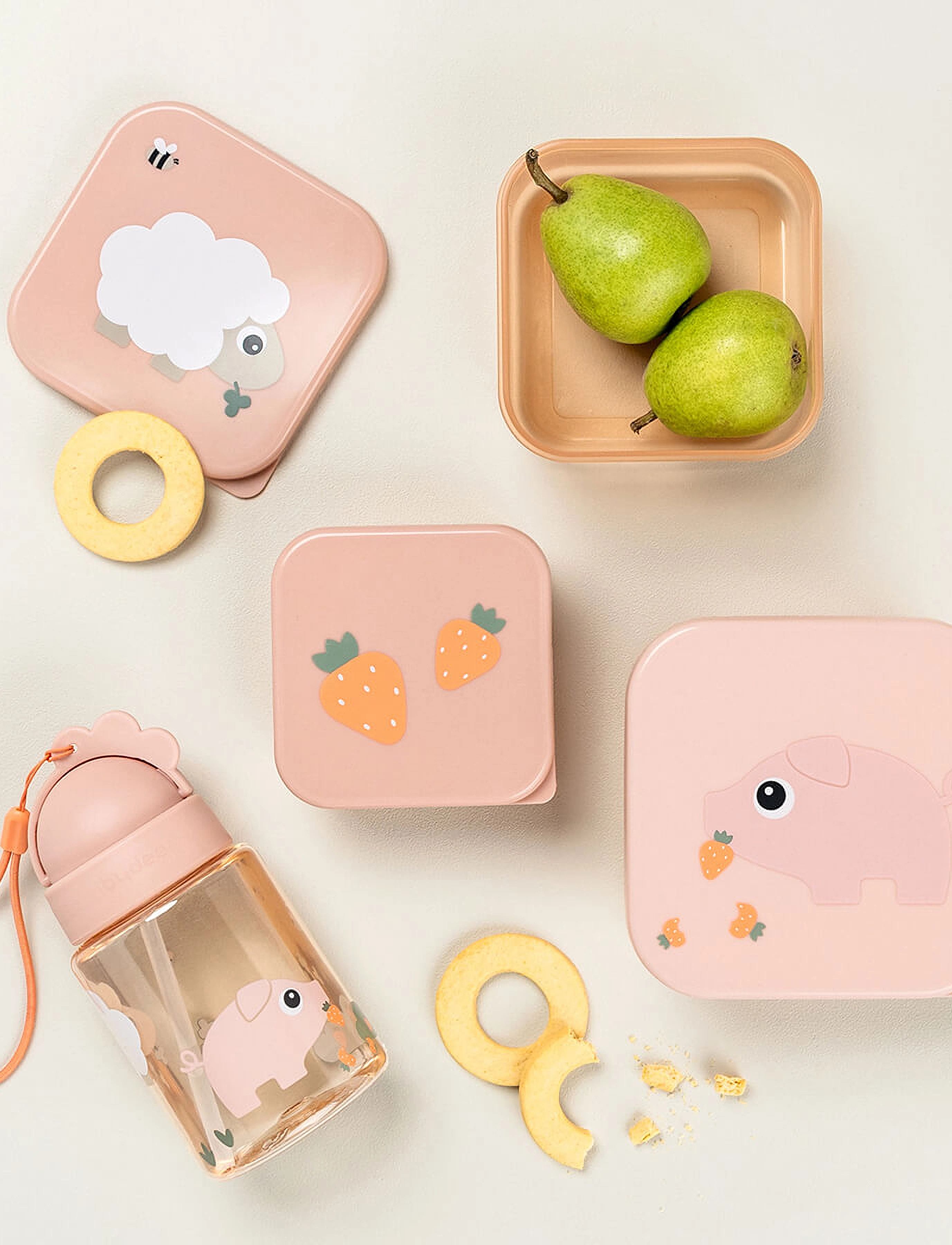 Done by Deer - Snack box set 3 pcs Tiny farm Powder - lõunasöögikarbid - powder - 2