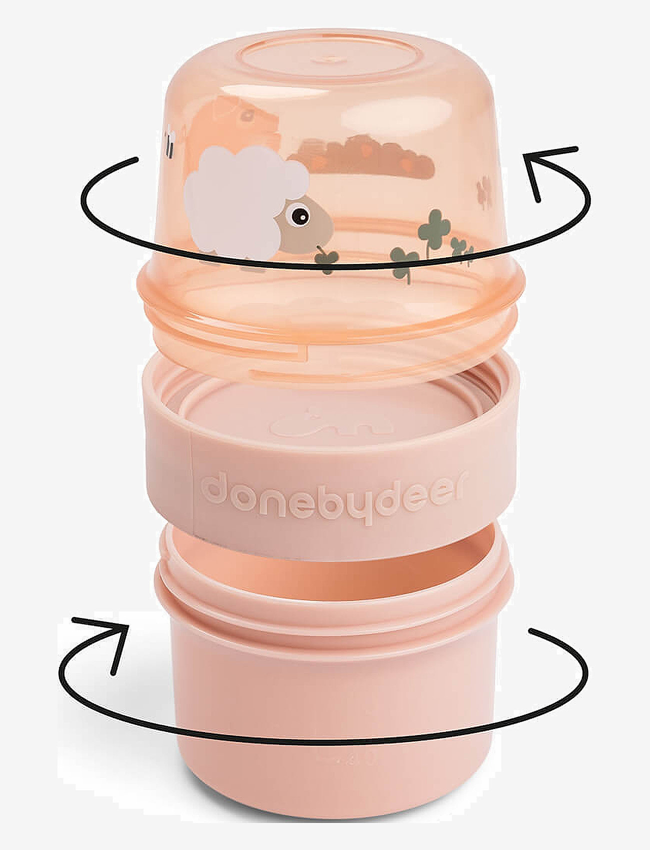 Done by Deer - To go 2-way snack container S Tiny farm Powder - matlådor - powder - 1