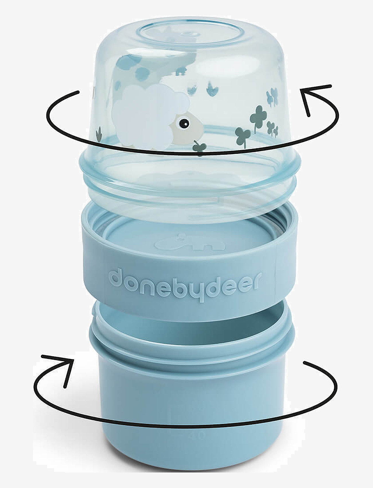 Done by Deer - To go 2-way snack container S Tiny farm Blue - baby food containers - blue - 1