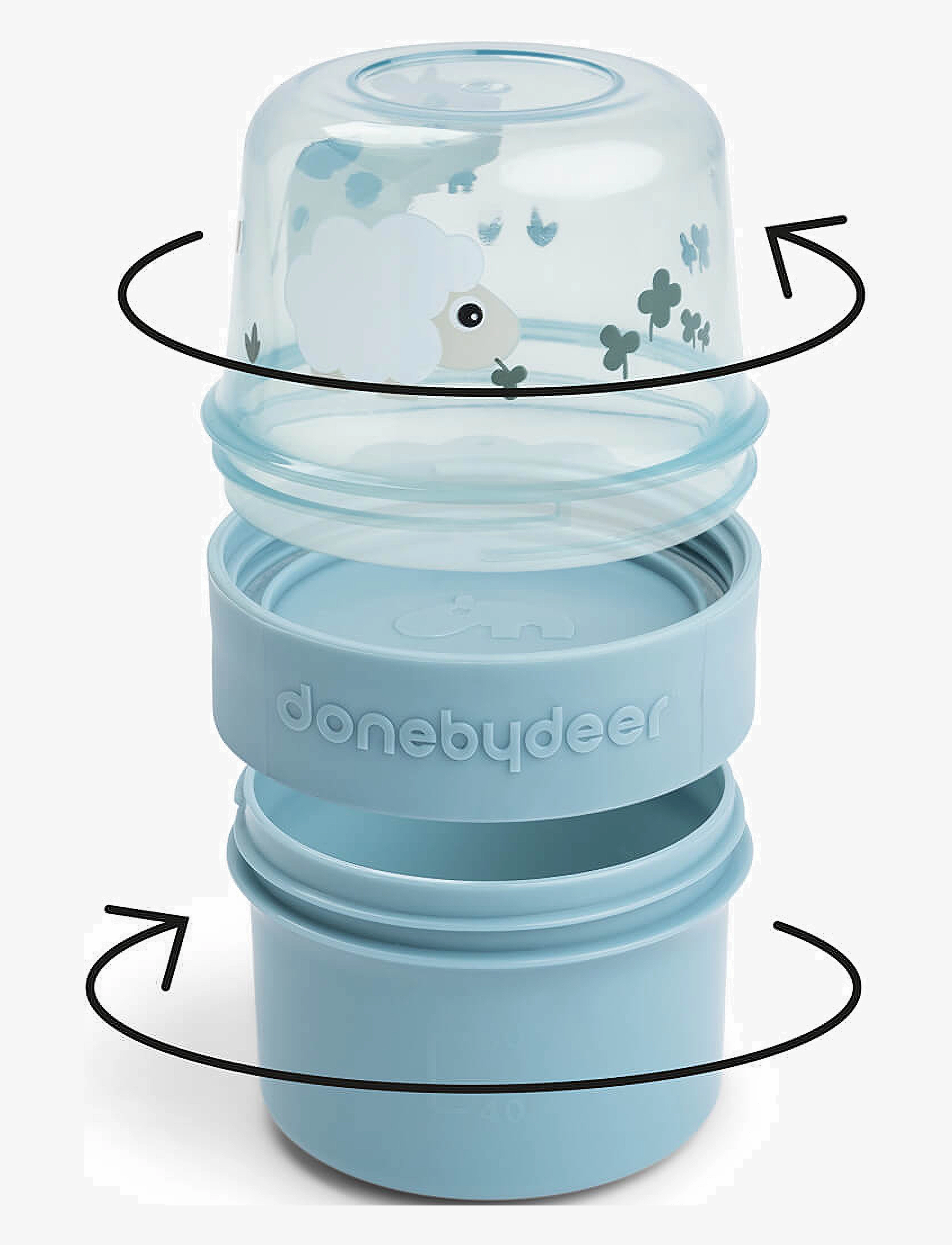 Done by Deer - To go 2-way snack container S Tiny farm Blue - opbevaringsbøtter til babymad - blue - 1