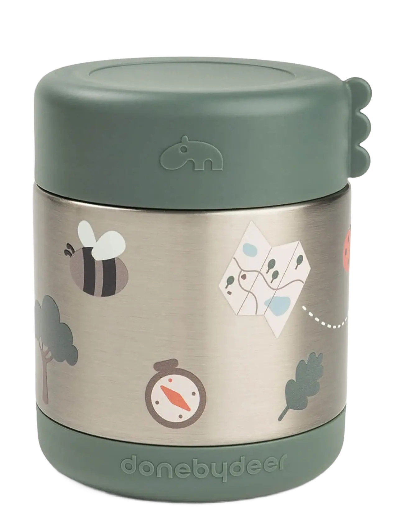 Done by Deer Insulated food jar Tiny trails Green 300 ml - Nouveautés - GREEN / silver