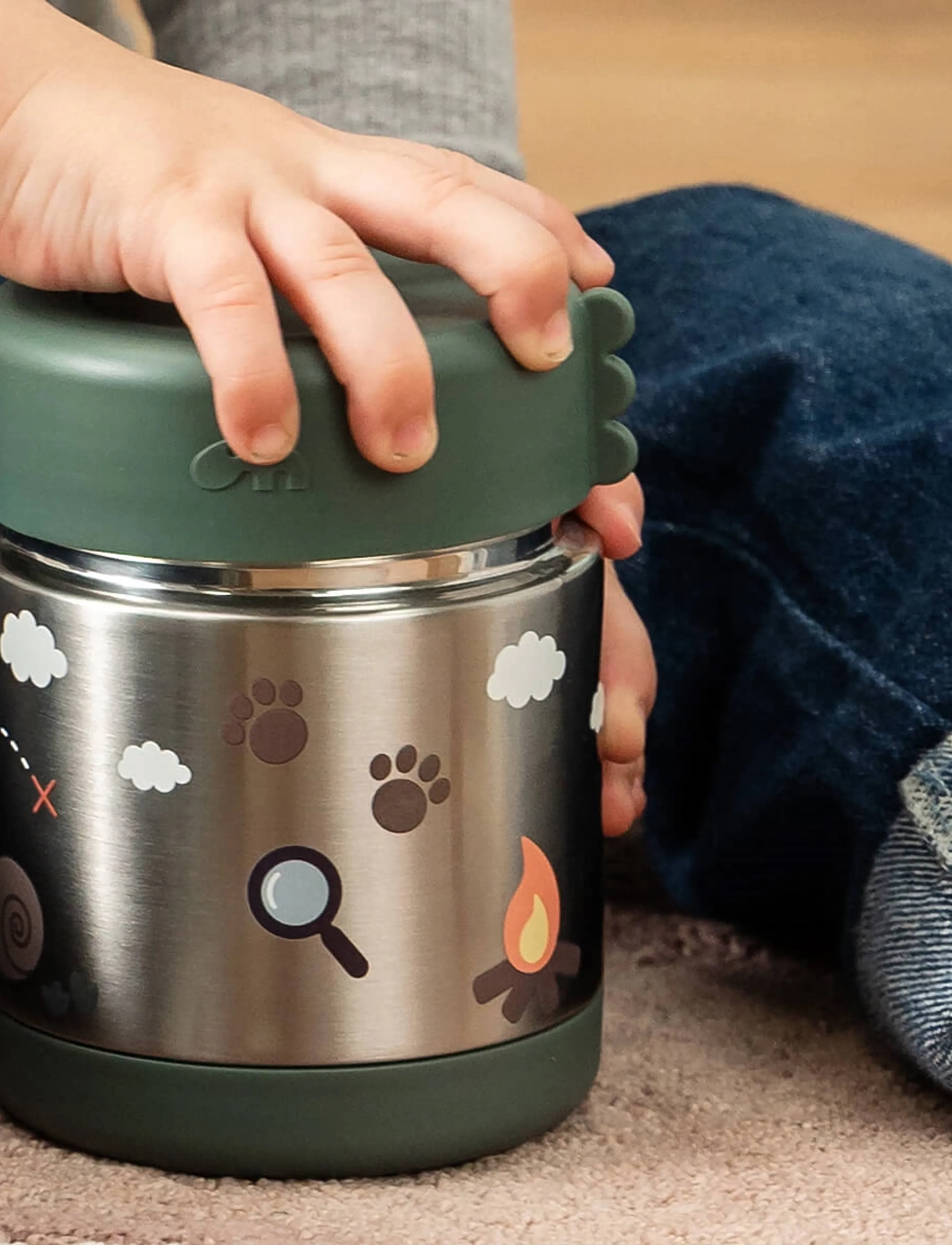 Done by Deer - Insulated food jar Tiny trails Green 300 ml - opbevaringsbøtter til babymad - green - 4