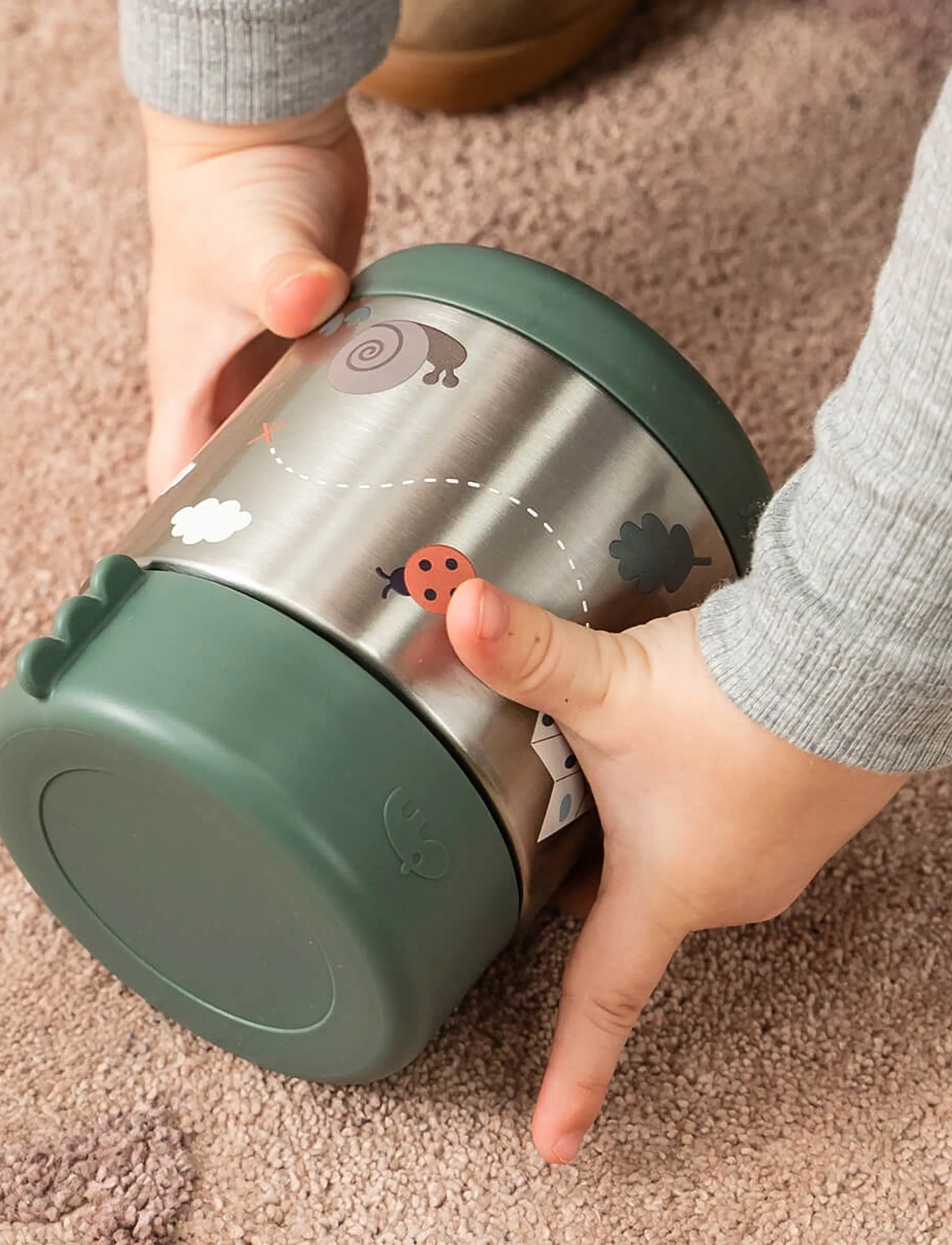 Done by Deer - Insulated food jar Tiny trails Green 300 ml - opbevaringsbøtter til babymad - green - 5
