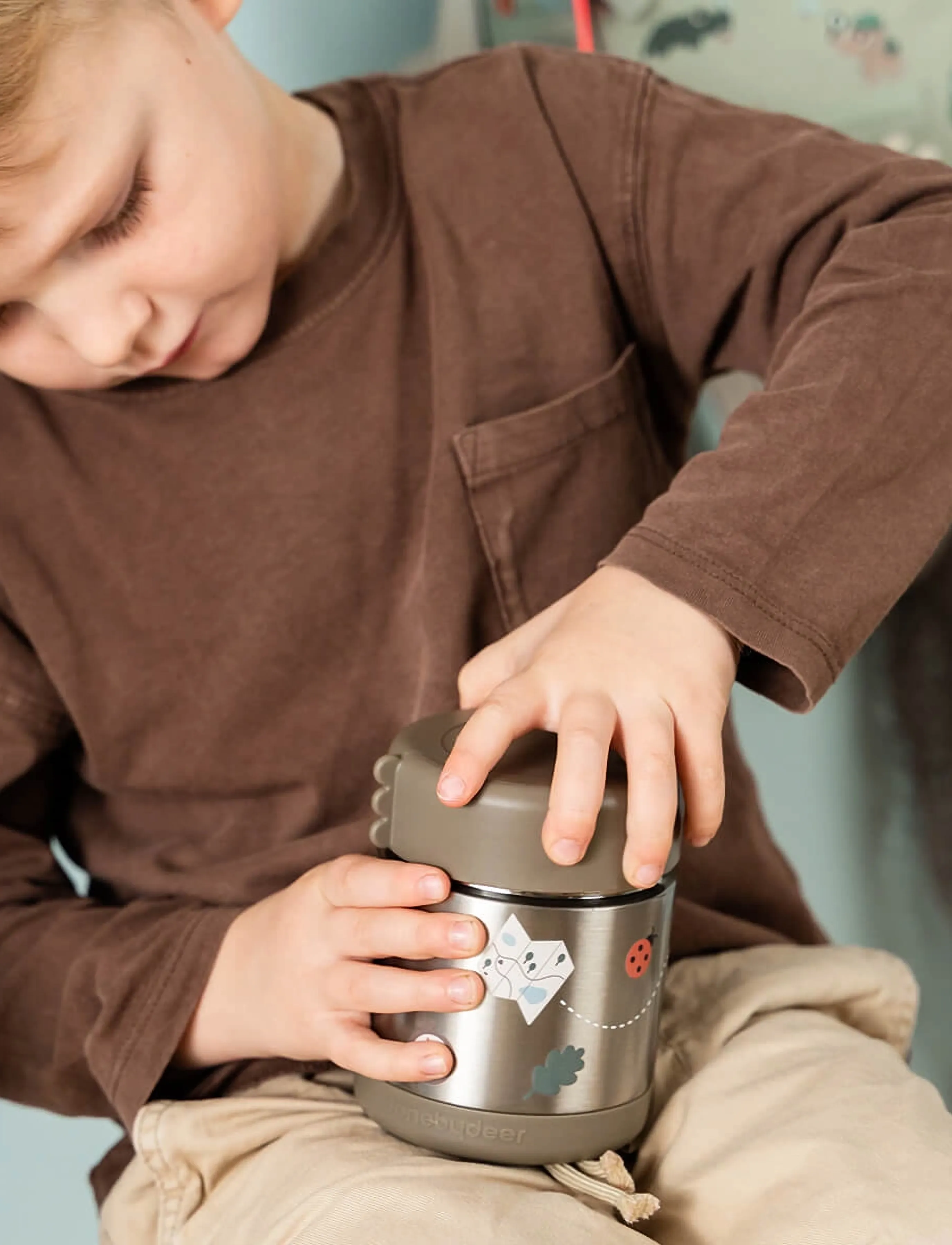 Done by Deer - Insulated food jar Tiny trails Sand 300 ml - kūdikių maisto konteineriai - sand - 3