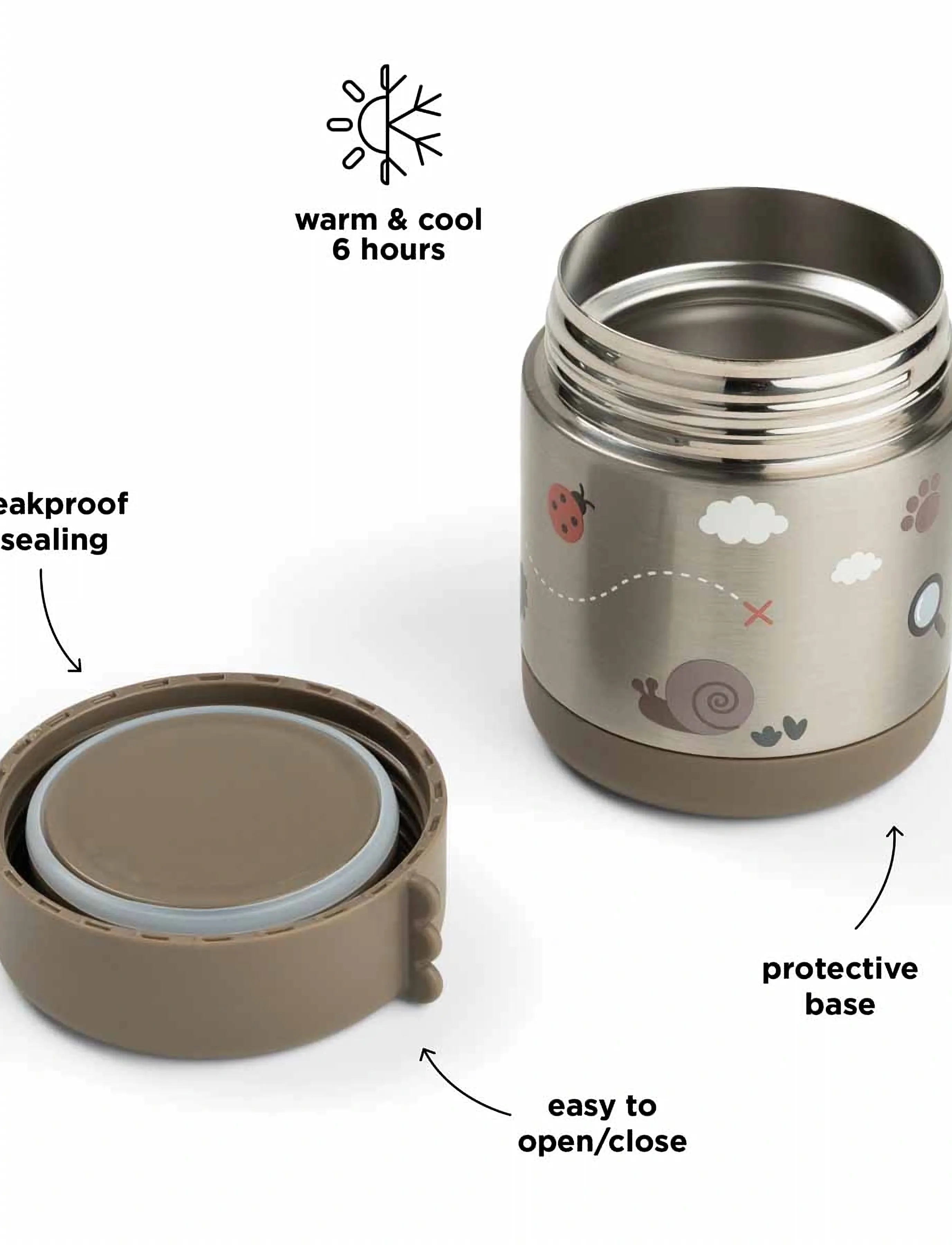 Done by Deer - Insulated food jar Tiny trails Sand 300 ml - kūdikių maisto konteineriai - sand - 5