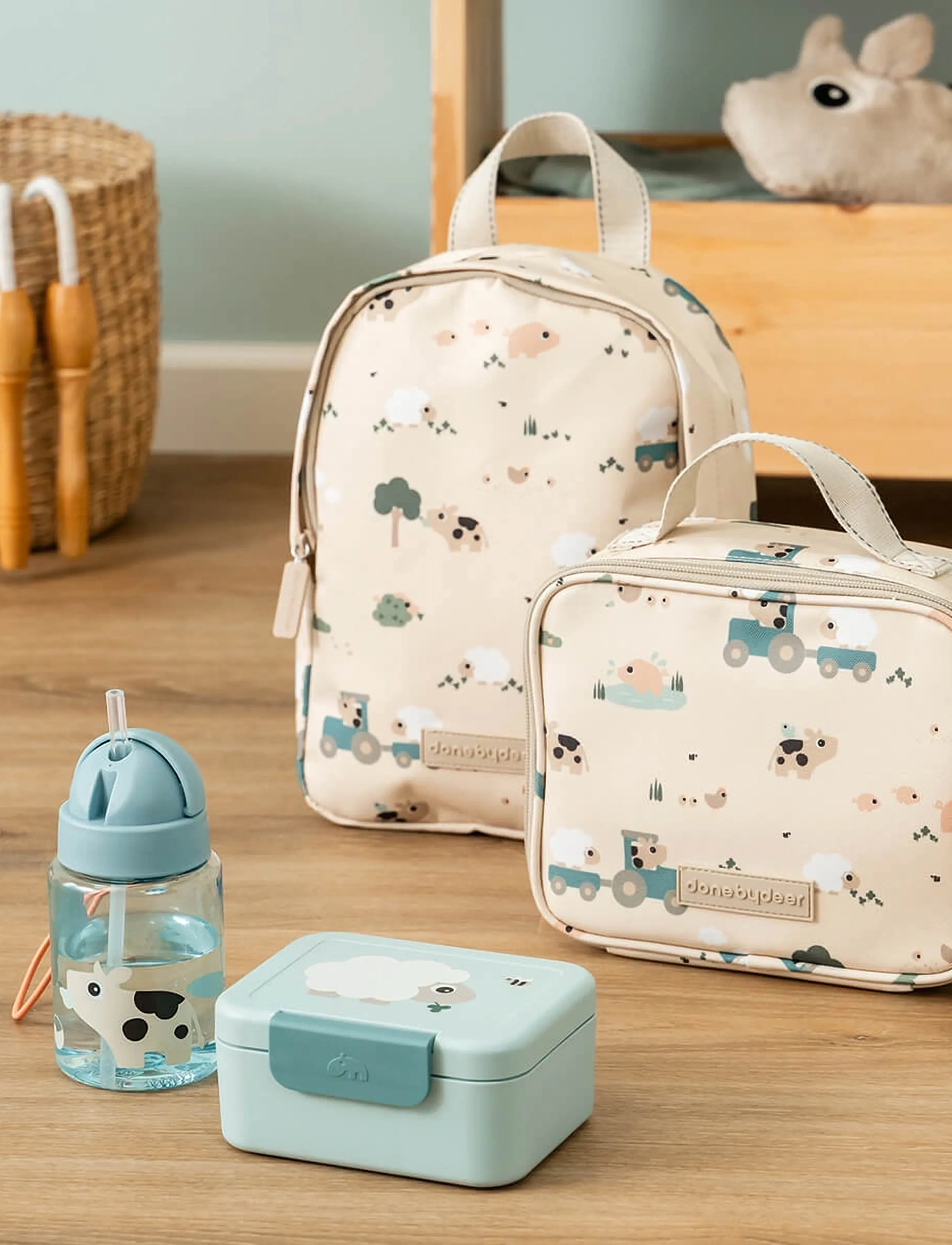 Done by Deer - Tiny lunch box w/snack picks Tiny farm Blue - lunch boxes & food containers - blue - 5