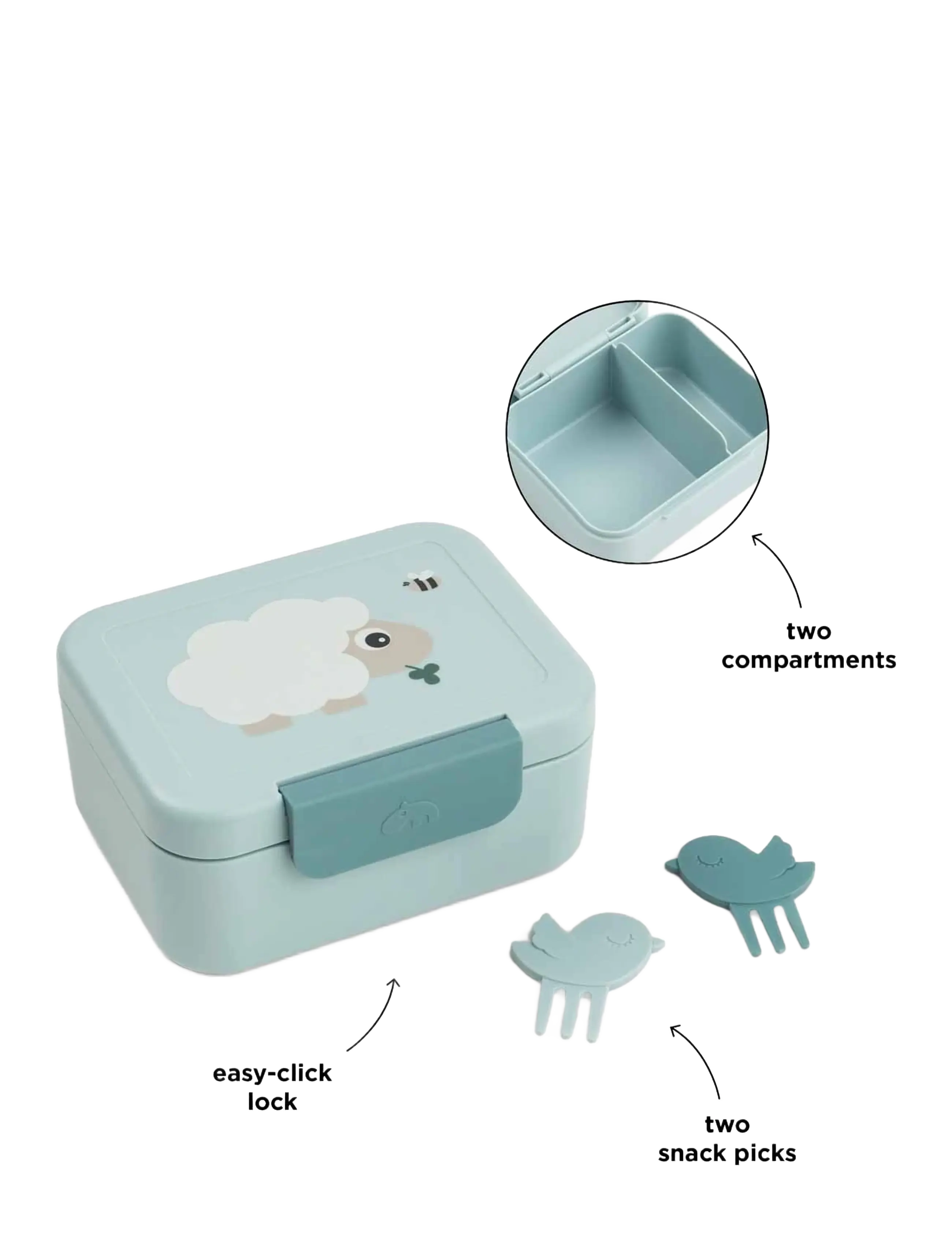 Done by Deer - Tiny lunch box w/snack picks Tiny farm Blue - lunch boxes & food containers - blue - 3