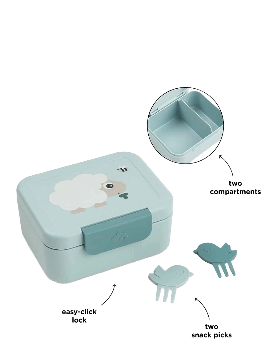 Done by Deer - Tiny lunch box w/snack picks Tiny farm Blue - matlådor - blue - 3