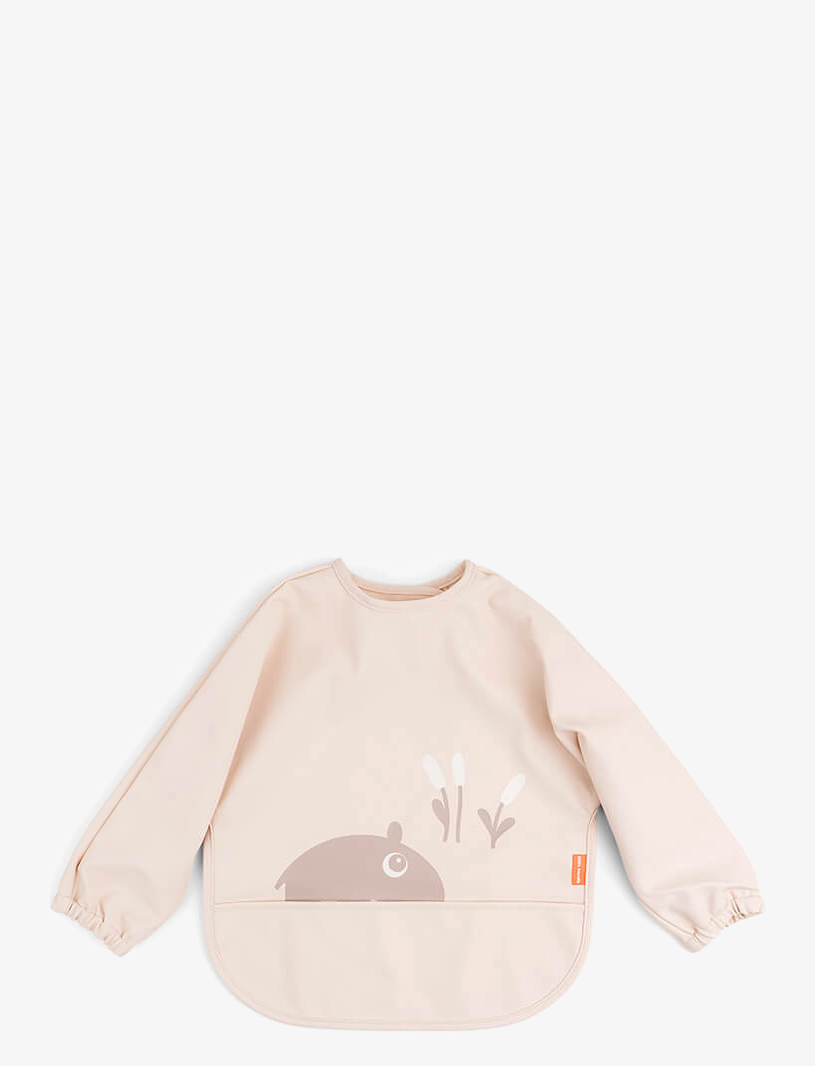Done by Deer Sleeved Pocket Bib Ozzo Powder, One Size, Bibs, Rosa - Long Sleeve Bib, Kinder