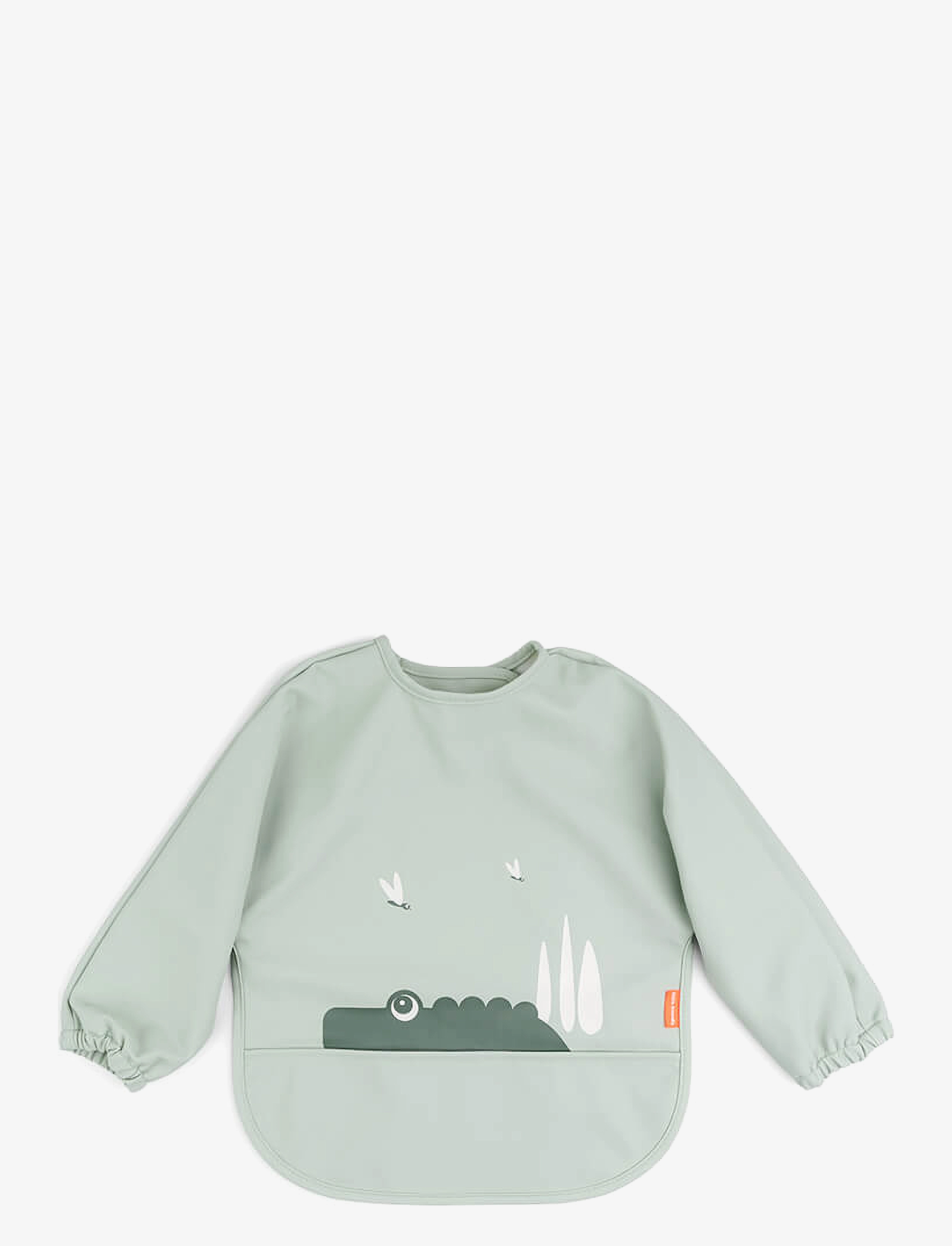 Done by Deer Sleeved Pocket Bib Croco Green, One Size, Bibs, Grün - Long Sleeve Bib, Kinder