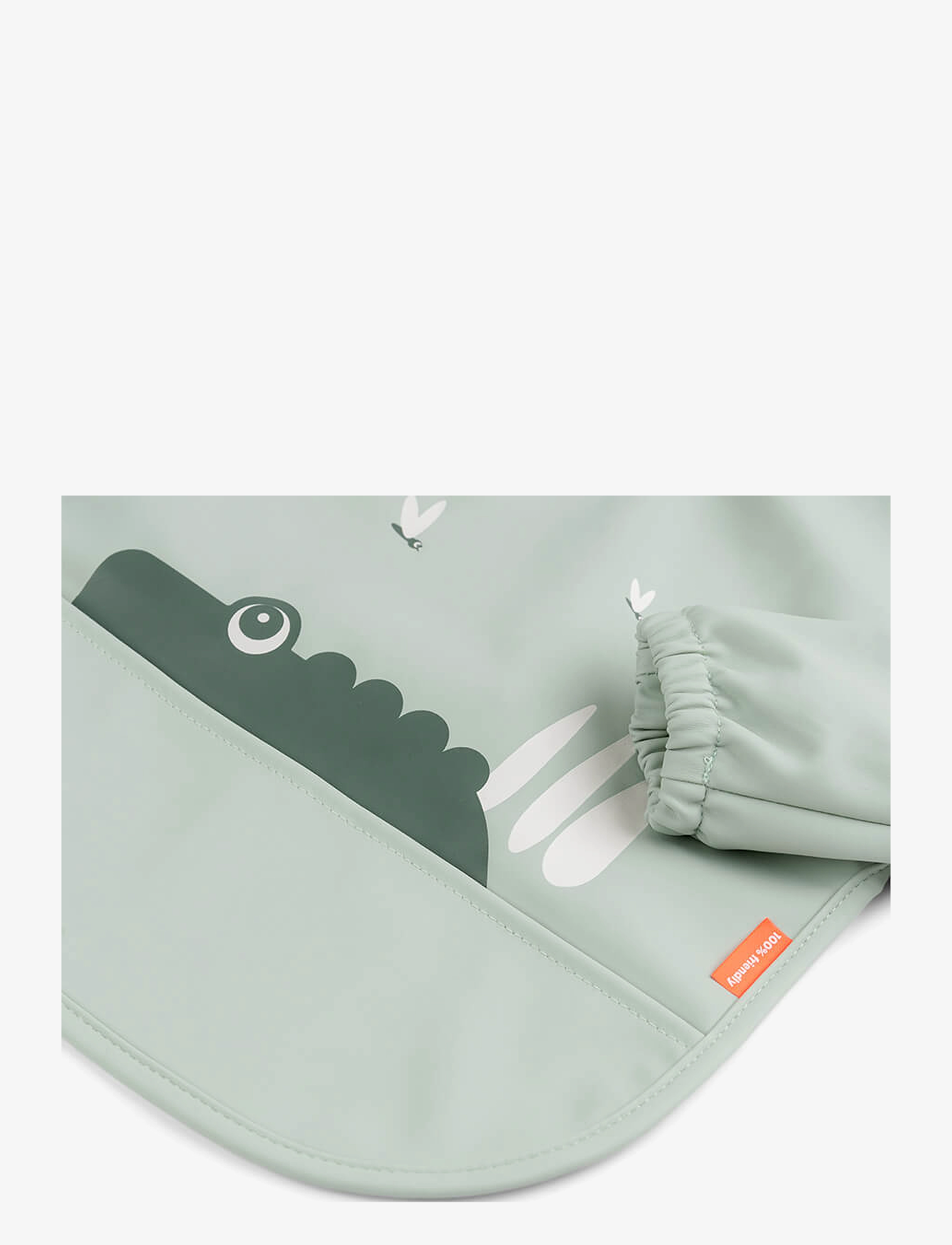 Done by Deer - Sleeved pocket bib Croco Green - langarmlätzchen - green - 1