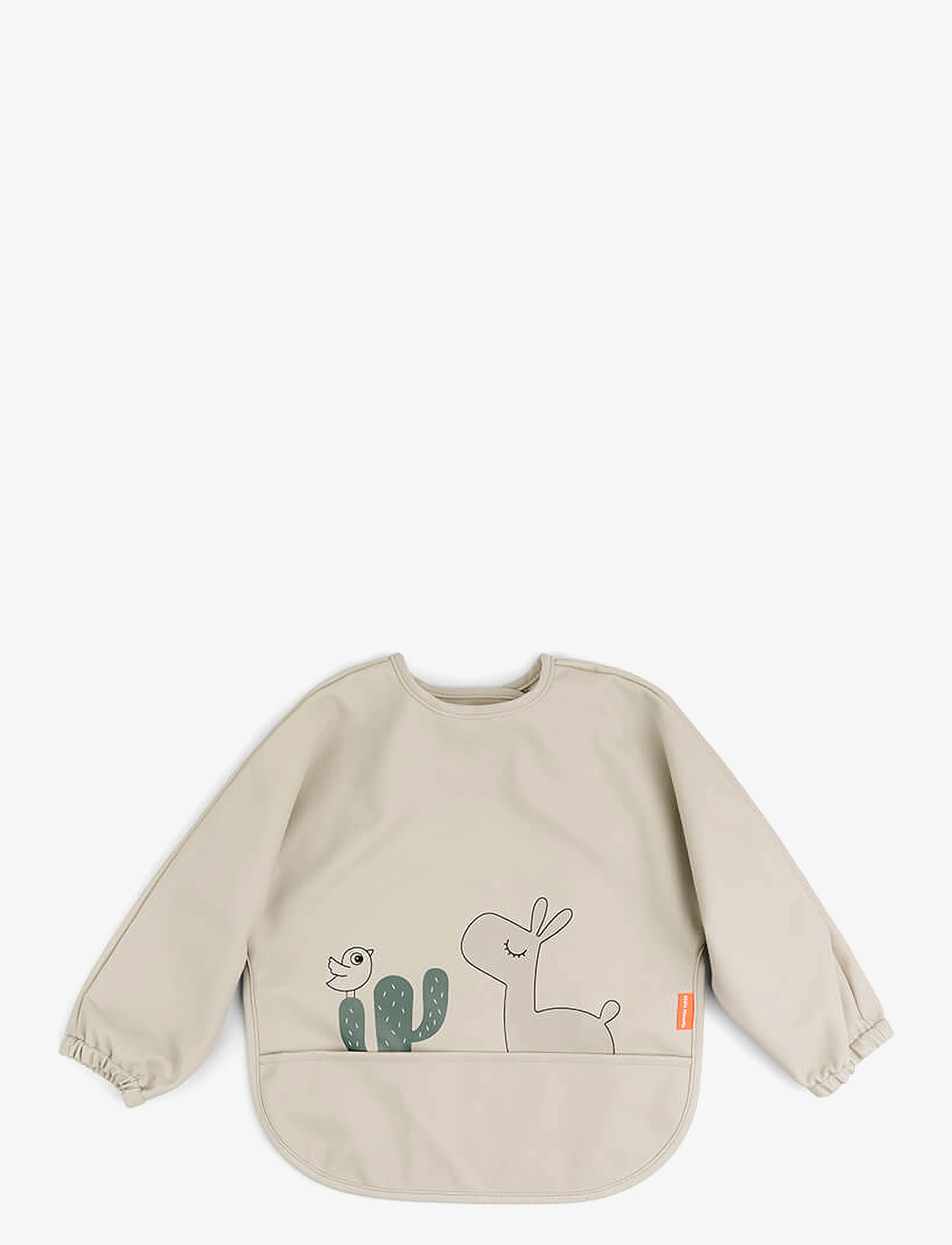 Done by Deer Sleeved Pocket Bib Lalee Sand, One Size, Bibs, Beige - Long Sleeve Bib, Kinder