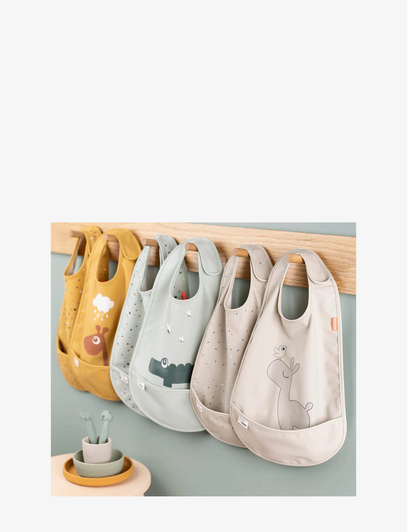 Done by Deer - Bib w/velcro 2-pack Ozzo Powder - sleeveless bibs - powder - 1