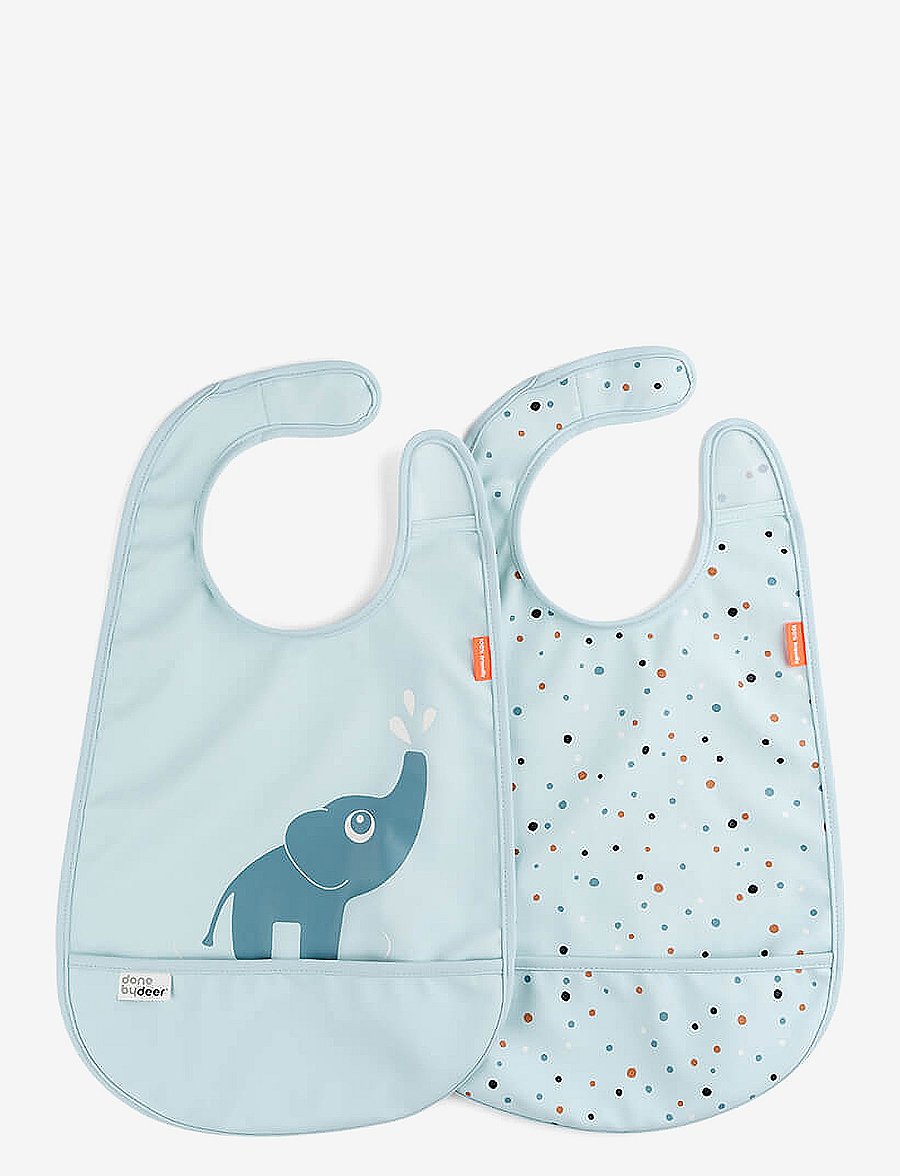 Done by Deer - Bib w/velcro 2-pack Elphee Blue - bavoirs sans manches - blue - 0