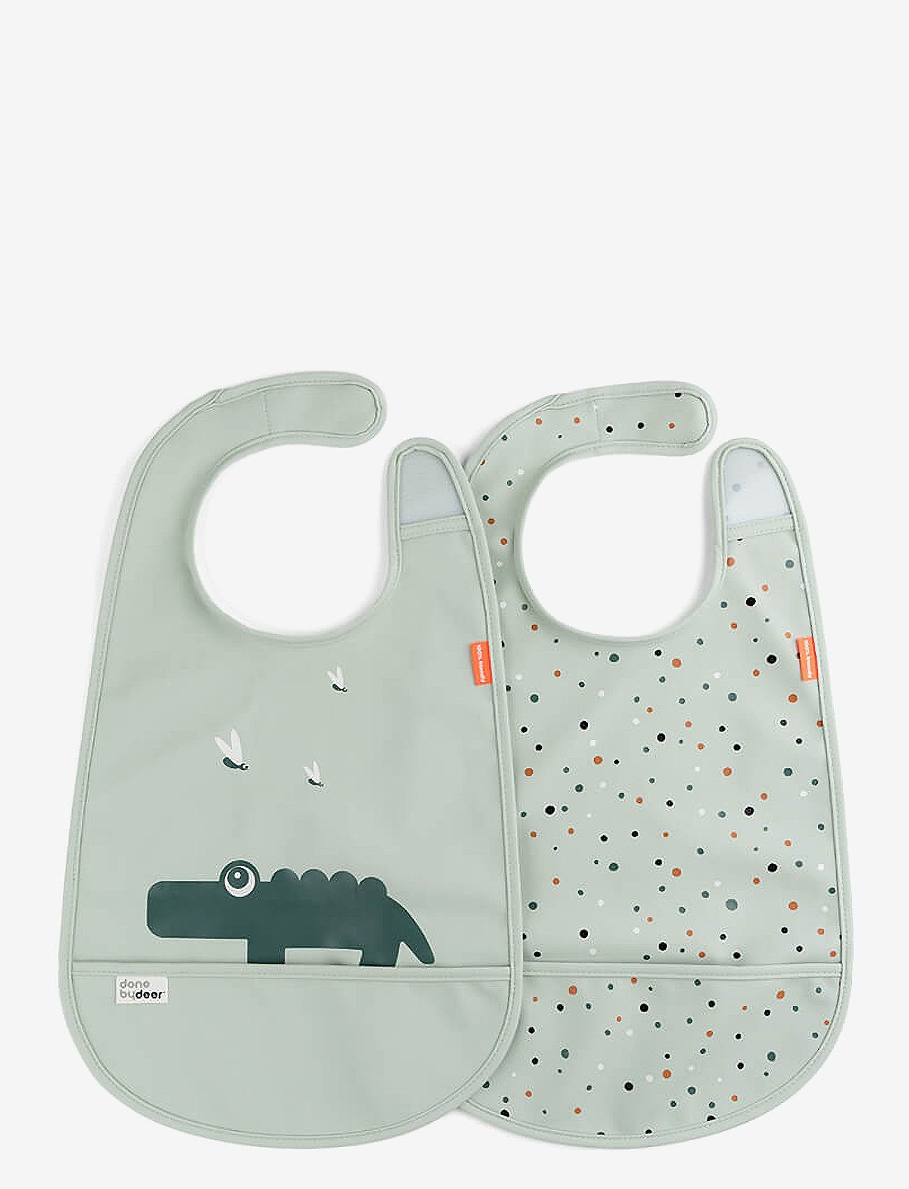 Done by Deer Bib W/Velcro 2-Pack Croco Green, 42X 26.5 cm, Bibs, Blau - Sleeveless Kinder