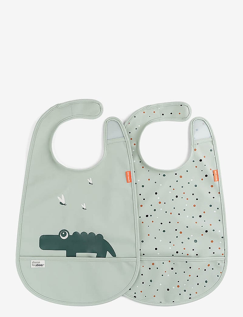 Done by Deer - Bib w/velcro 2-pack Croco Green - Ärmellose lätzchen - green - 0