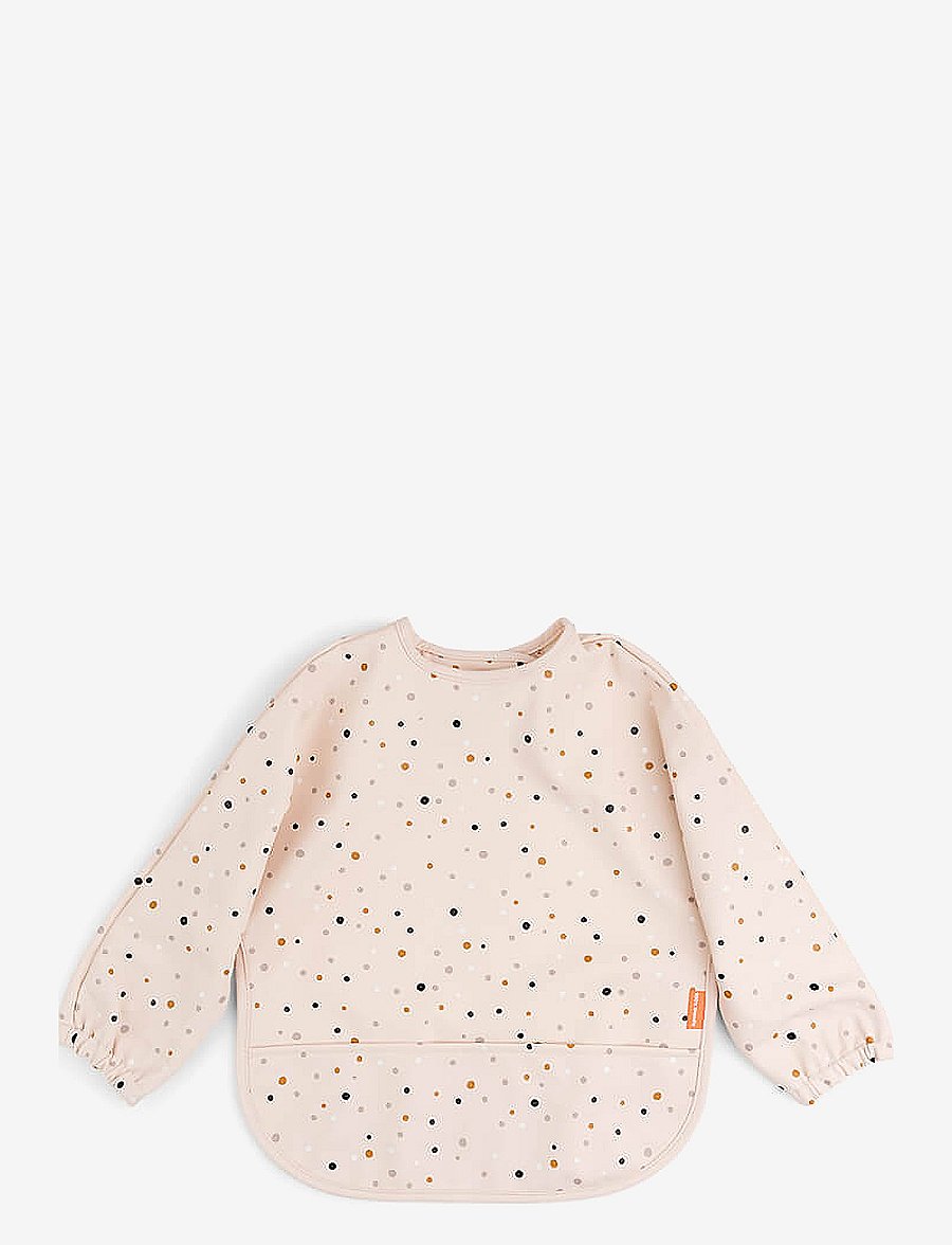 Done by Deer - Sleeved pocket bib Happy dots Powder - langerma smekkbuxur - powder - 0