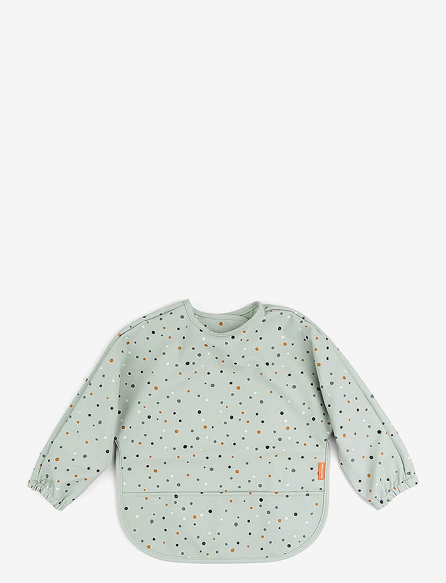 Done by Deer - Sleeved pocket bib Happy dots Green - slab met lange mouwen - green - 0