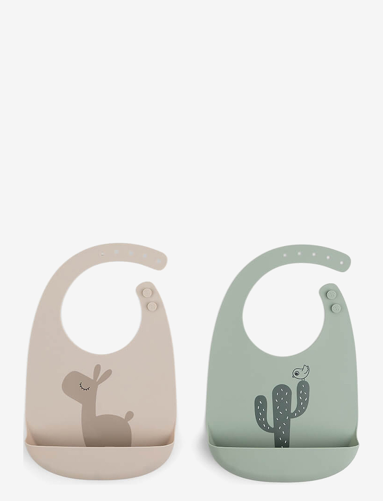 Done by Deer - Silicone bib 2-pack Lalee Sand/Green - sleeveless bibs - sand/green - 0