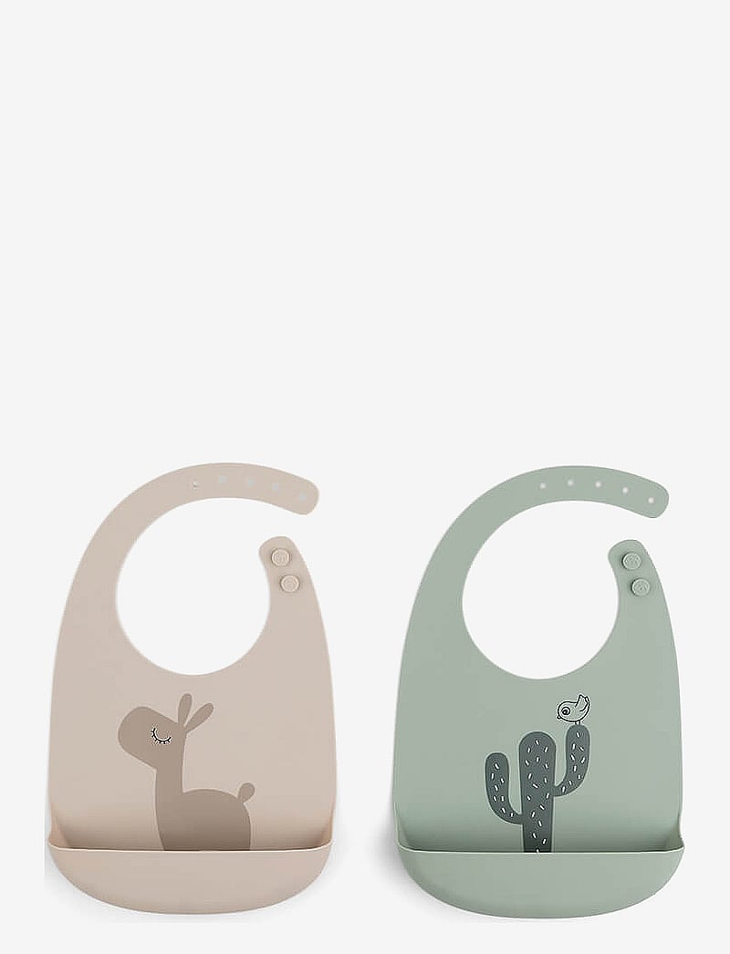 Done by Deer - Silicone bib 2-pack Lalee Sand/Green - sleeveless bibs - sand/green - 0