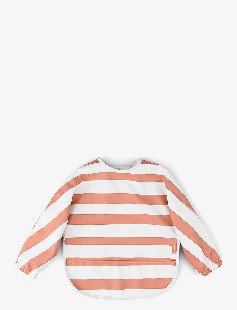 Done by Deer - Sleeved pocket bib Stripes Papaya - langarmlätzchen - papaya - 1