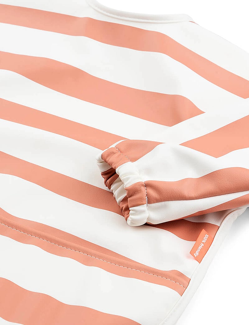 Done by Deer - Sleeved pocket bib Stripes Papaya - langarmlätzchen - papaya - 0