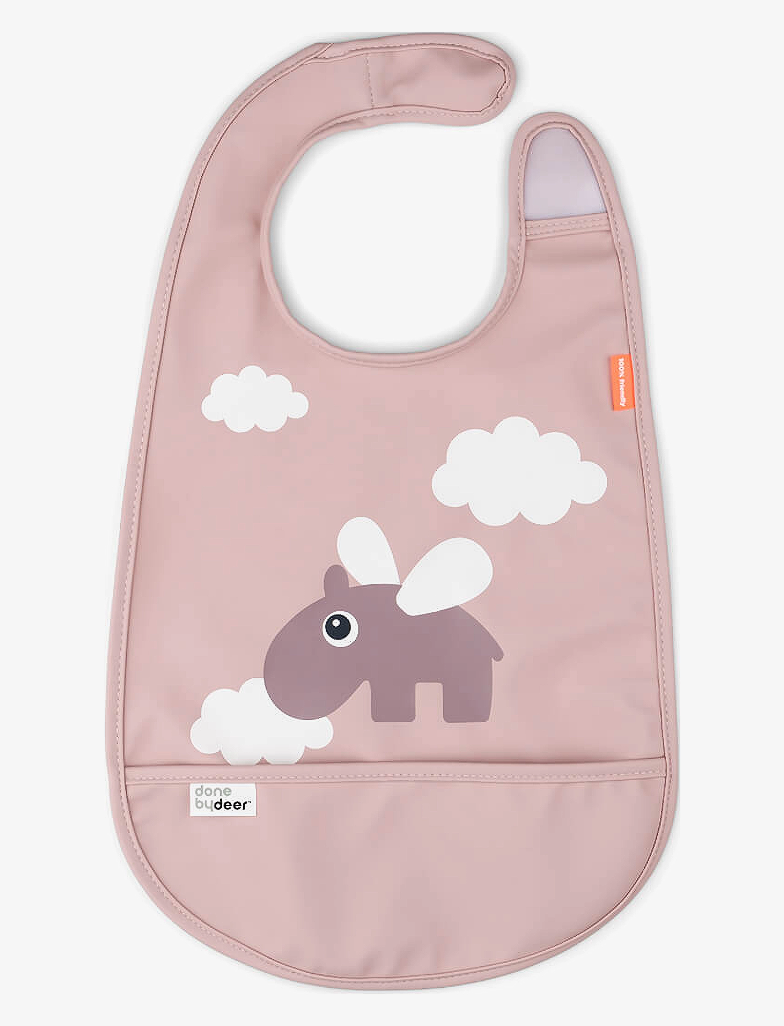 Done by Deer Bib w/velcro Happy clouds Powder - 4 for 3 - POWDER / pink/rose
