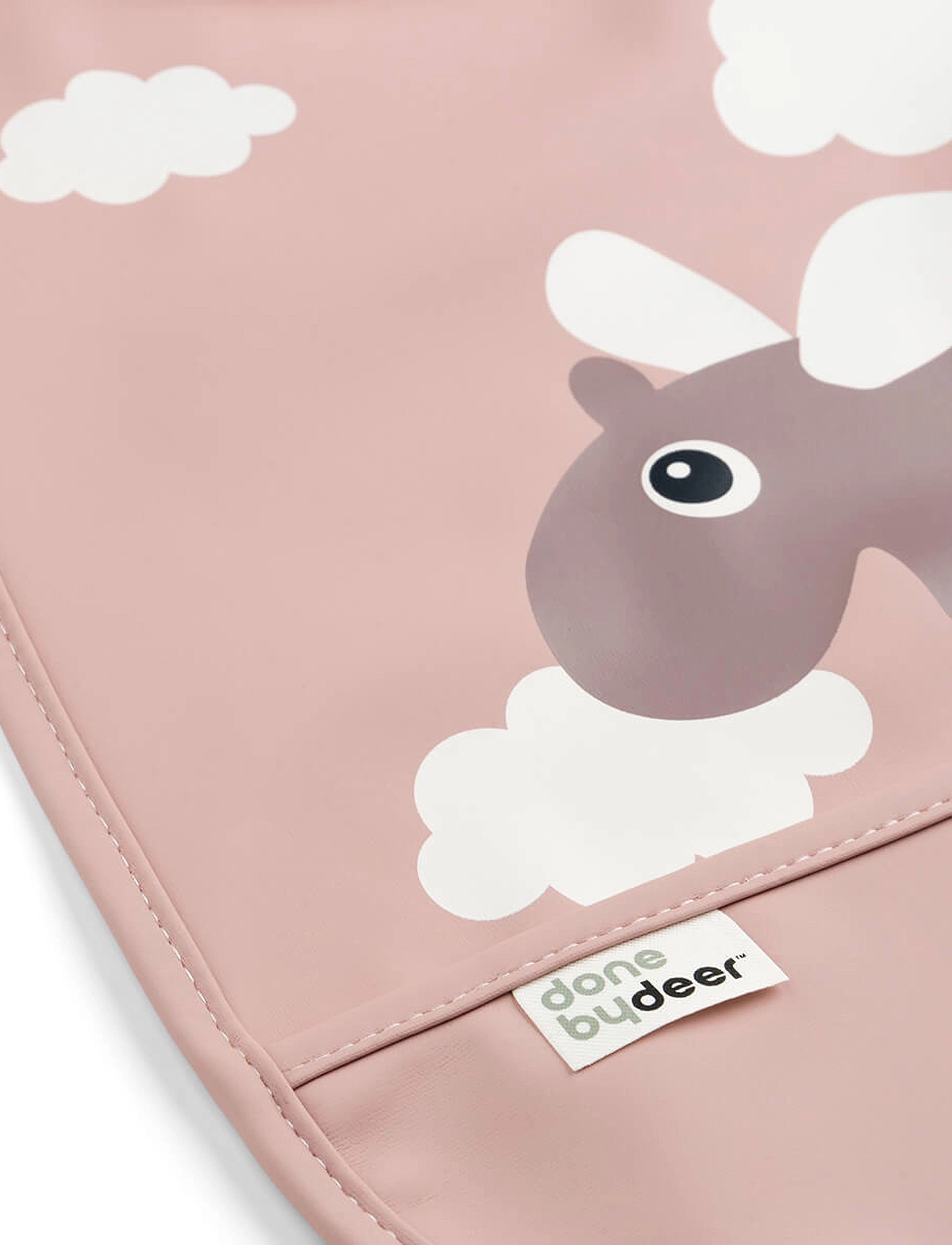Done by Deer Bib W/Velcro Happy Clouds Powder, Børn, Baby Hagesmæk, Pink, Str: ONE SIZE