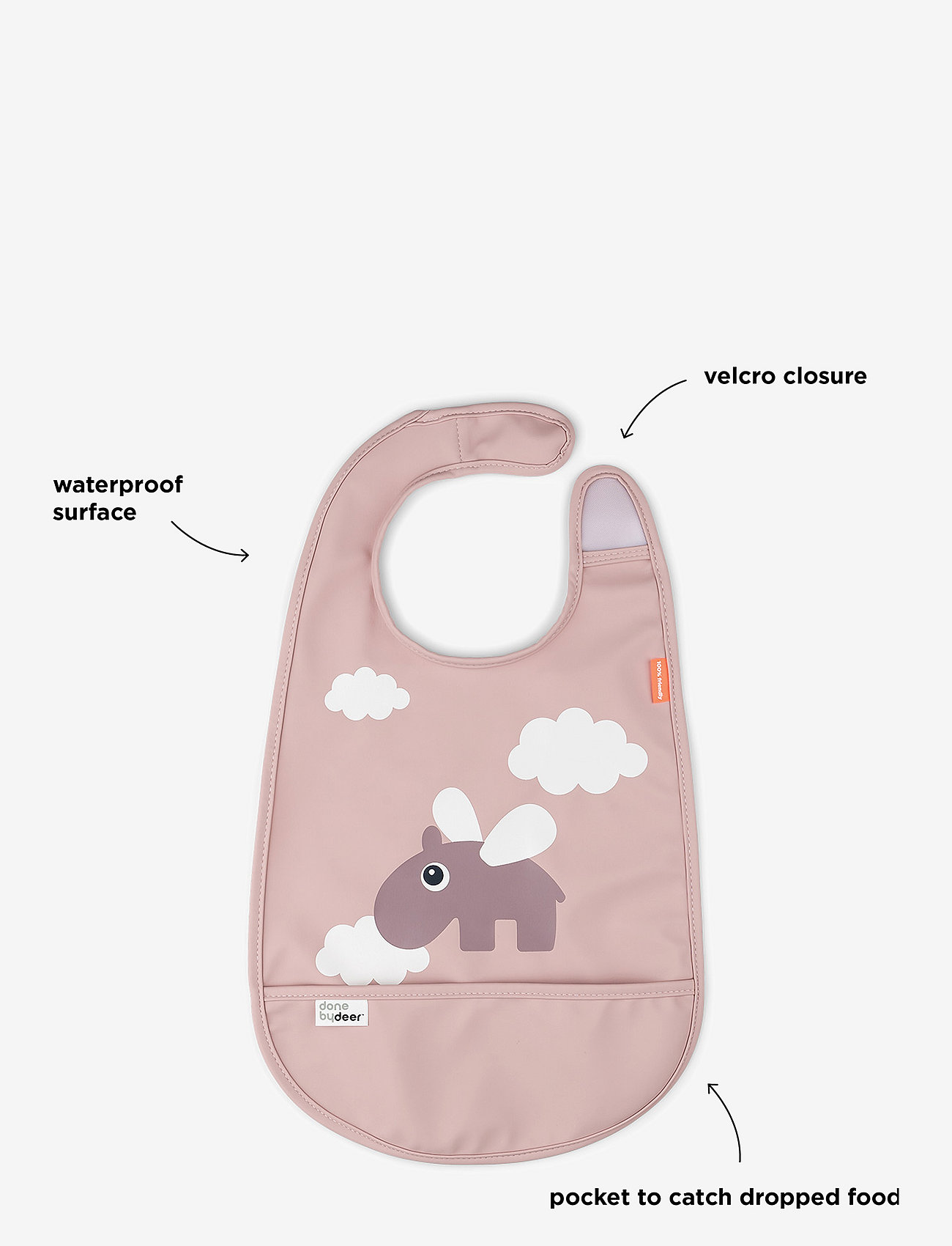 Done by Deer - Bib w/velcro Happy clouds Powder - Ärmellose lätzchen - powder - 2