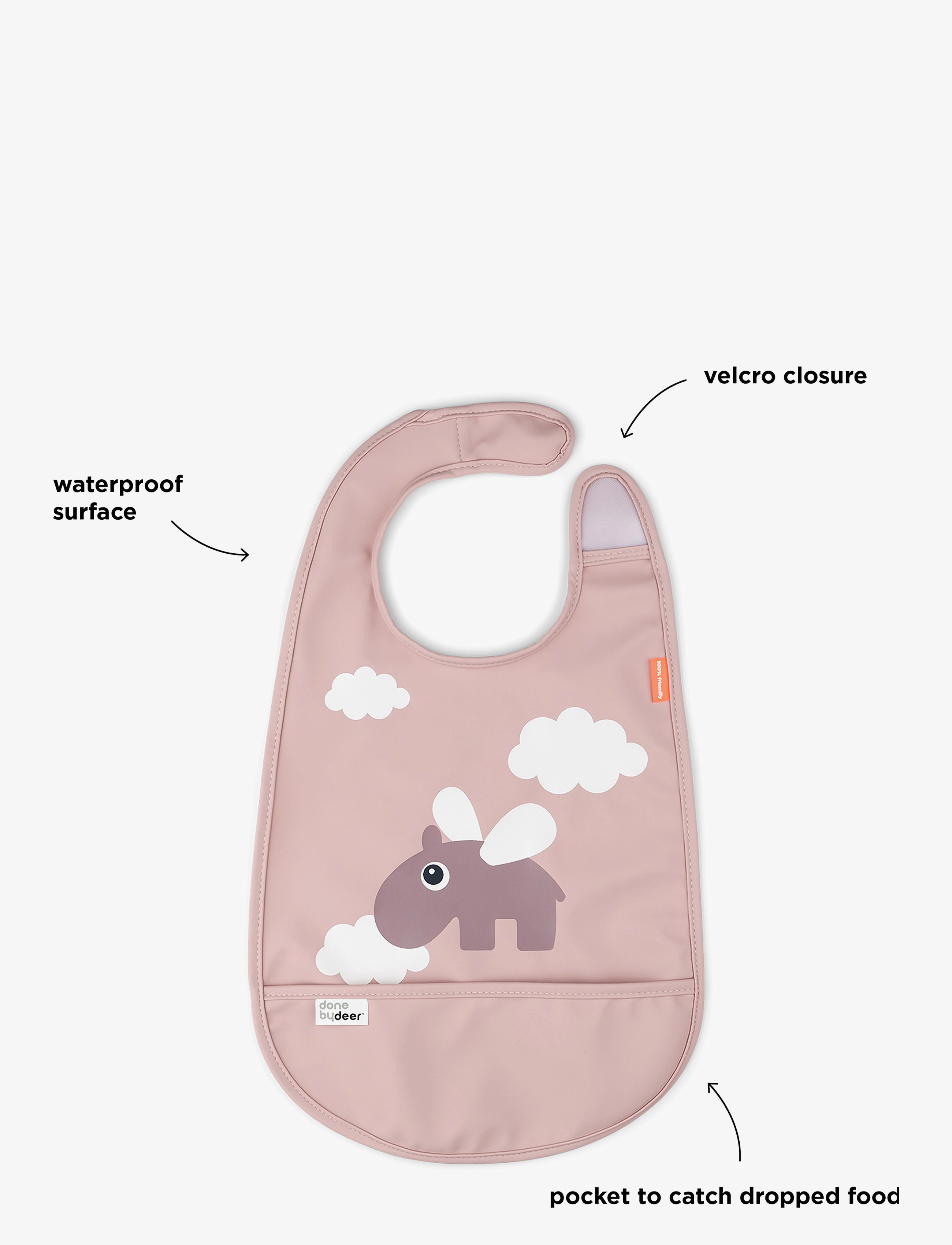 Done by Deer - Bib w/velcro Happy clouds Powder - sleeveless bibs - powder - 2