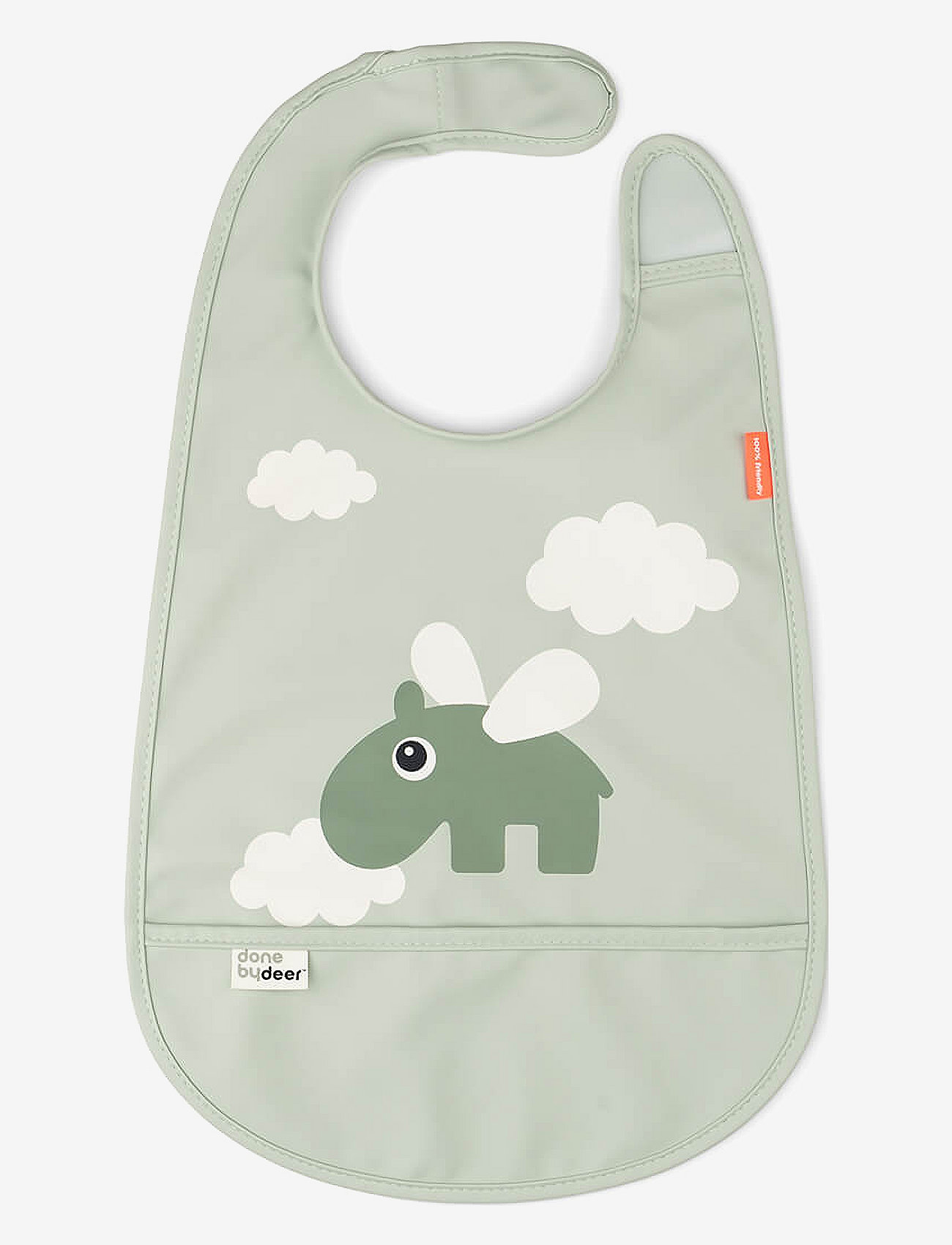 Done by Deer - Bib w/velcro Happy clouds Green - Ärmlösa haklappar - green - 1