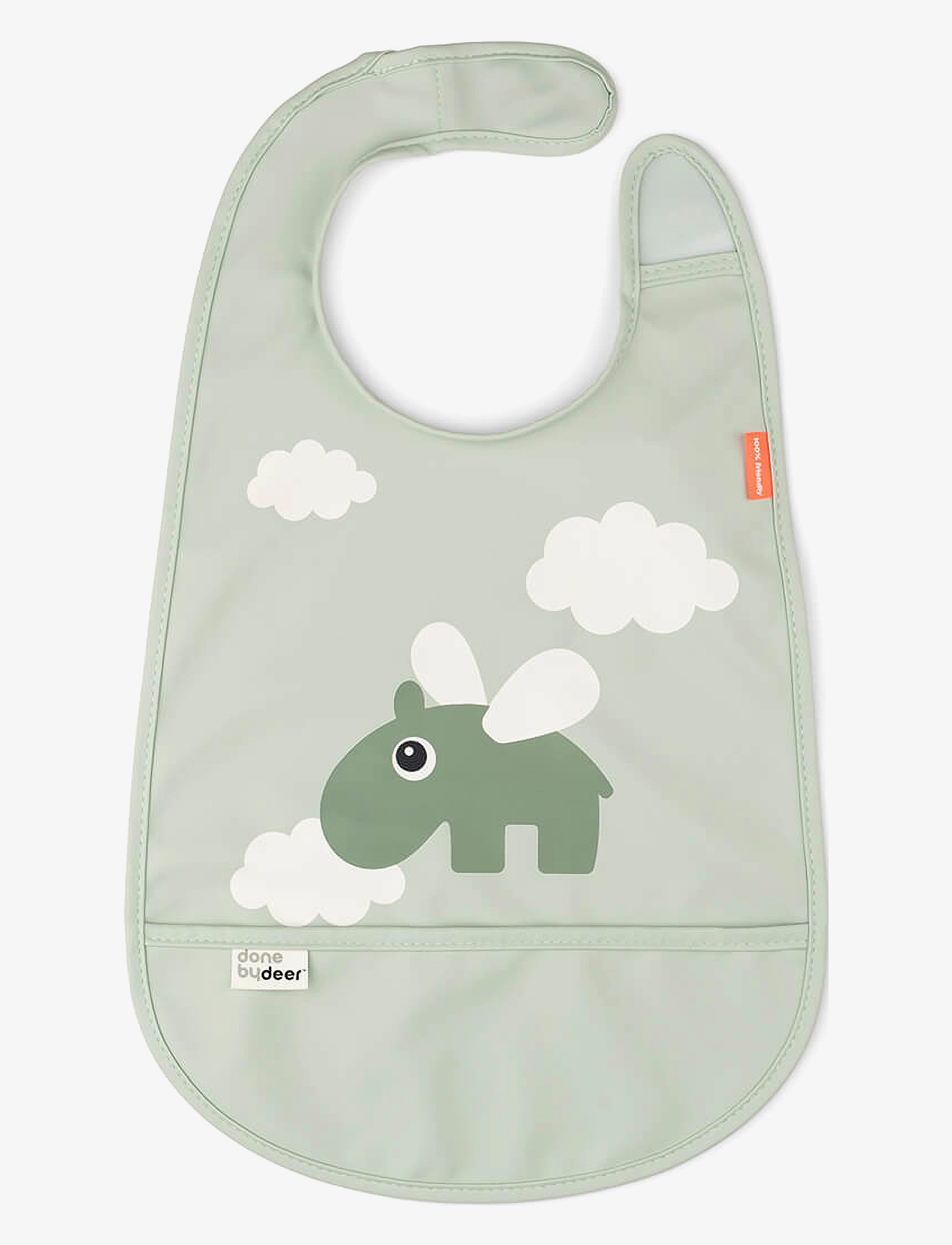 Done by Deer Bib w/velcro Happy clouds Green - Done by Deer - GREEN / green