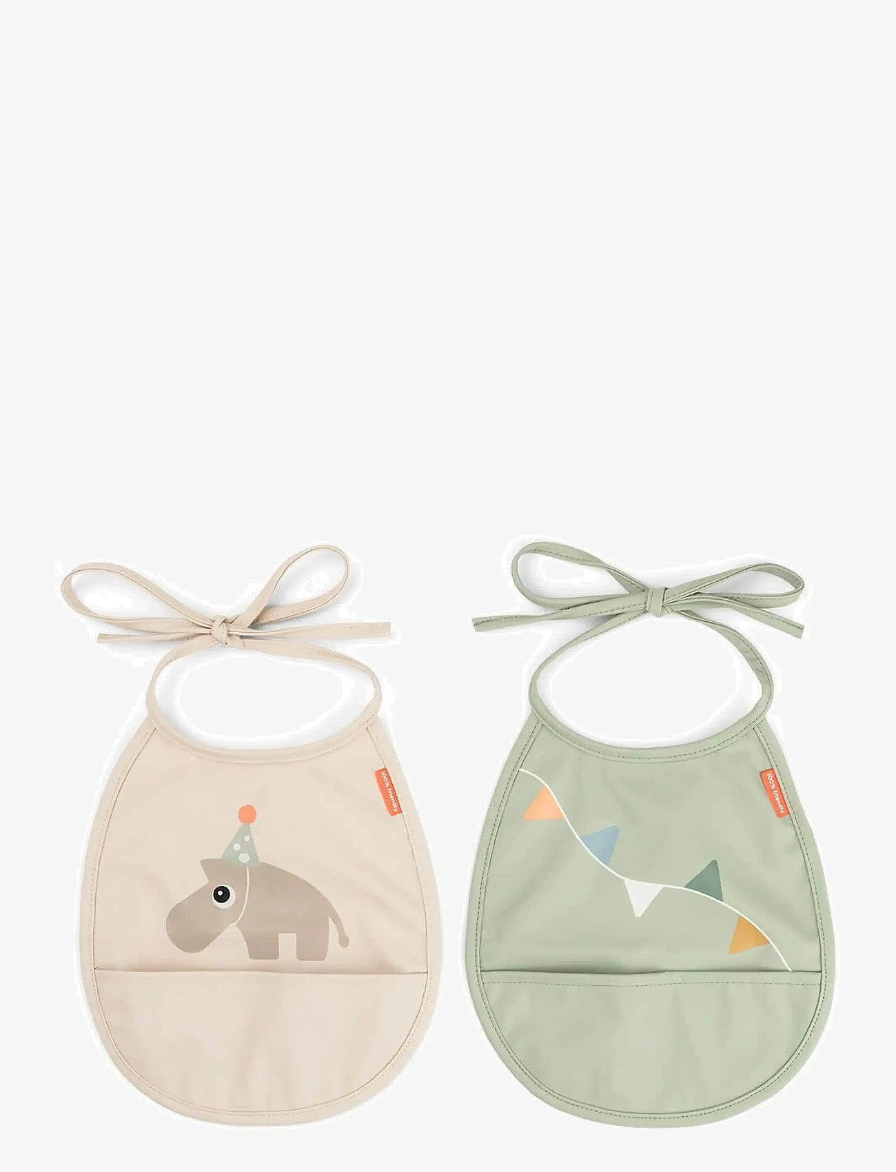 Done by Deer - Tiny pocket bib 2-pack Celebration Sand - langarmlätzchen - sand - 1